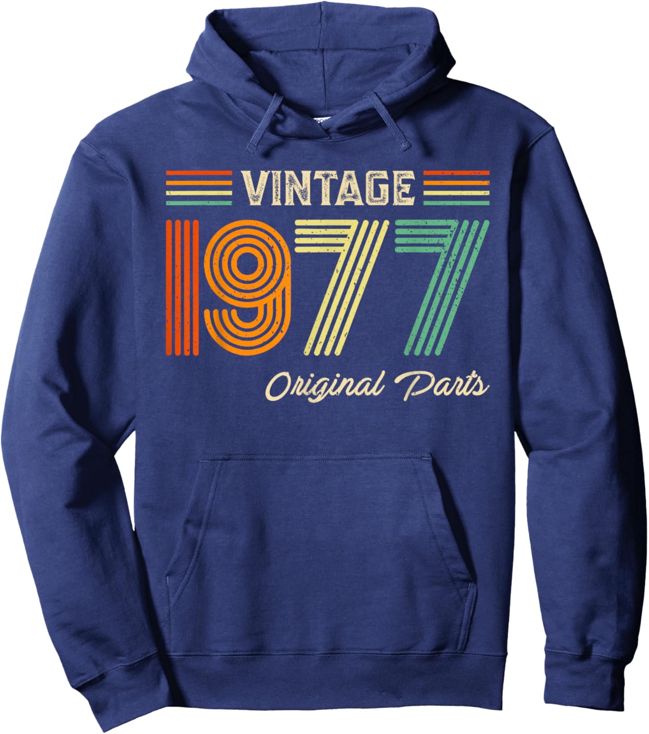 Vintage 1977 Original Parts Birthday 1977 Men Women Vintage Hoodie - Hoodie | Navy