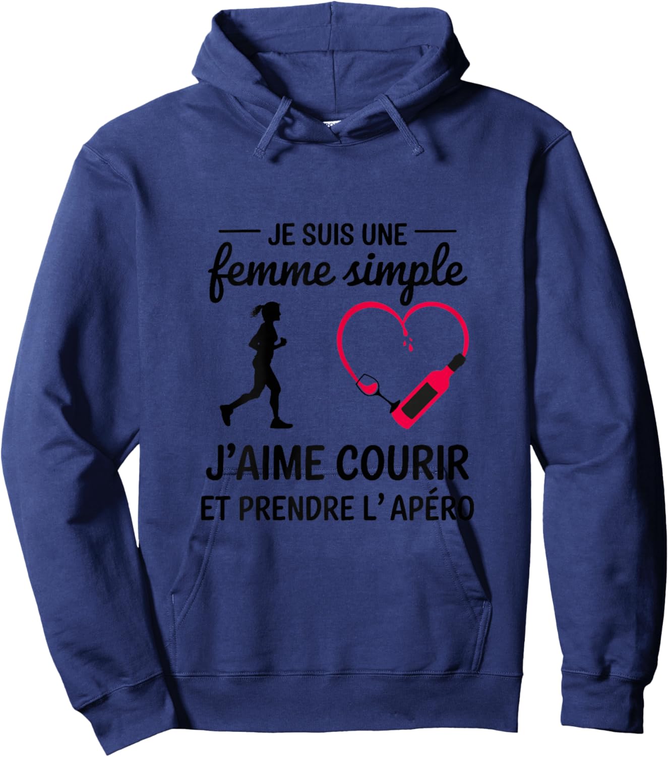 Women's Simple I Love Running and the Drink Humour Running Hoodie - Hoodie | Navy