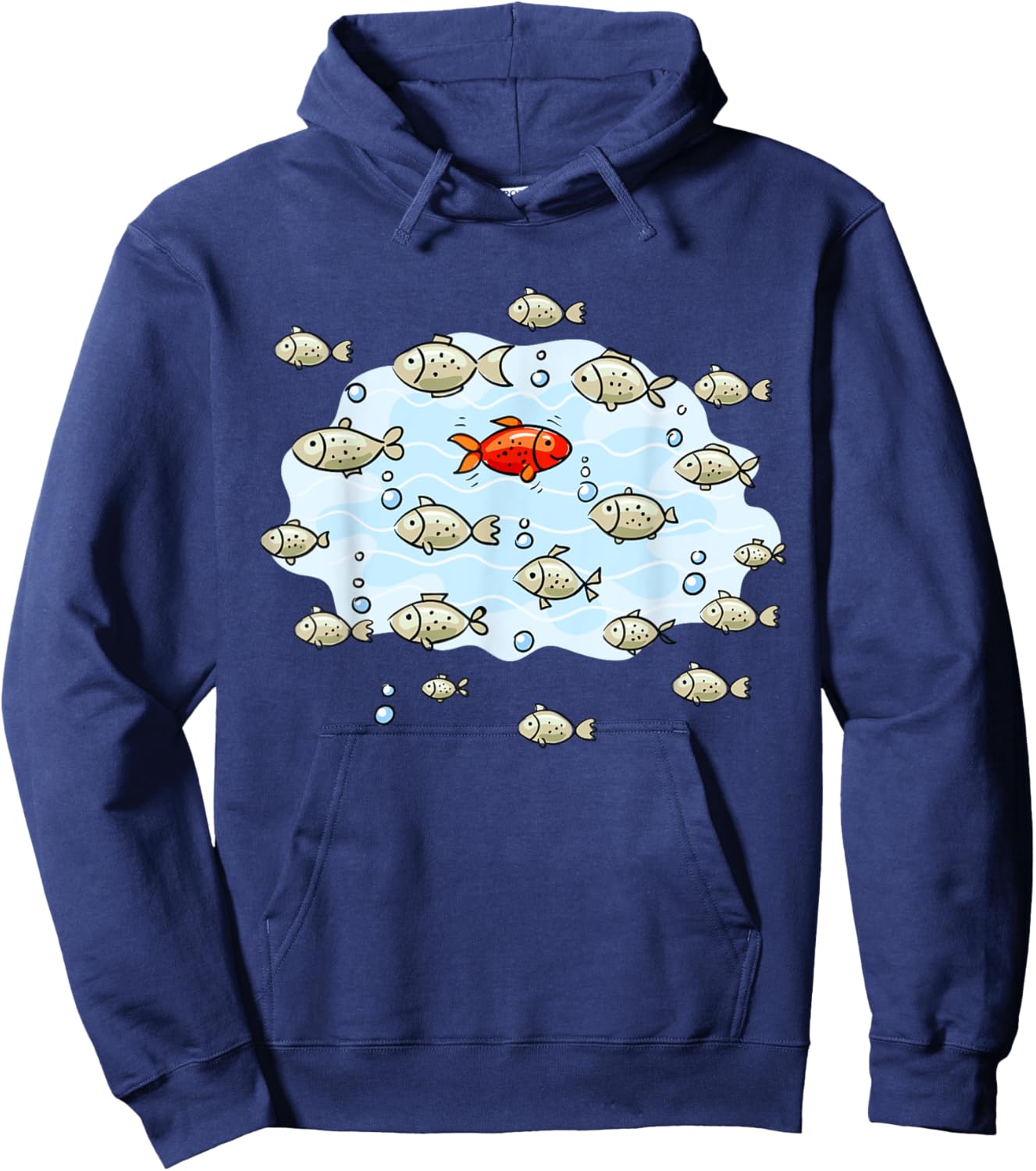 Fish Swim Against The Current In The Sea Hoodie - Hoodie | Navy