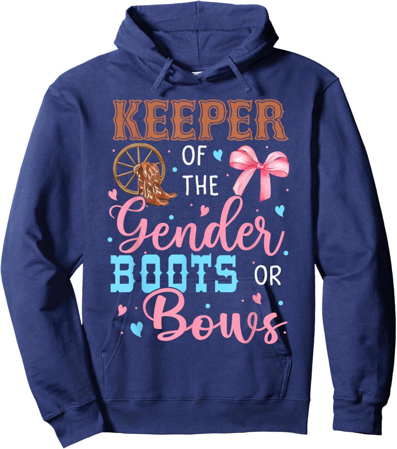 Boots or Bows Funny Keeper of Gender Baby Reveal Party Hoodie - Hoodie | Navy