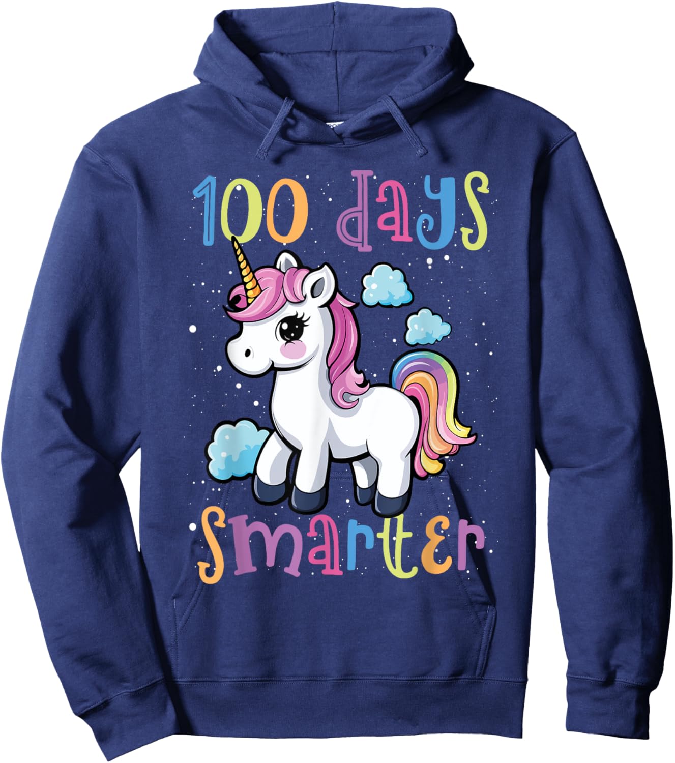100 Days Smarter Unicorn Magic 100th Day Of School Kids Hoodie - Hoodie | Navy
