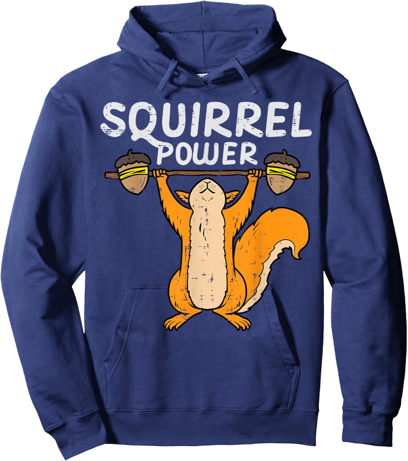 Squirrel Power Weightlifting Cute Workout Gym Men Women Kids Hoodie - Hoodie | Navy