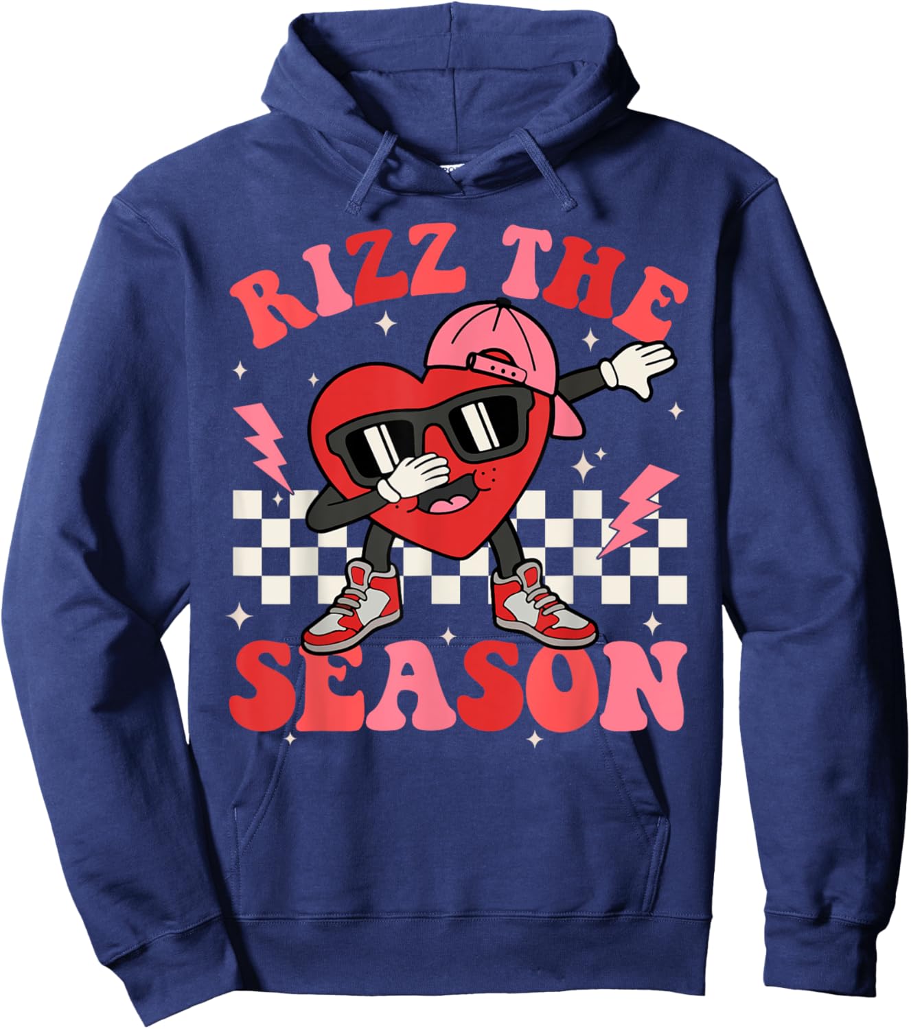 Rizz The Season Valentine Dabbing Heart Valentine Rizzler Hoodie - Hoodie | Navy