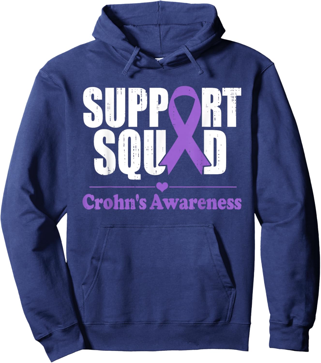 Support Crohns Disease Squad Purple Ribbon Crohn's Awareness Hoodie - Hoodie | Navy