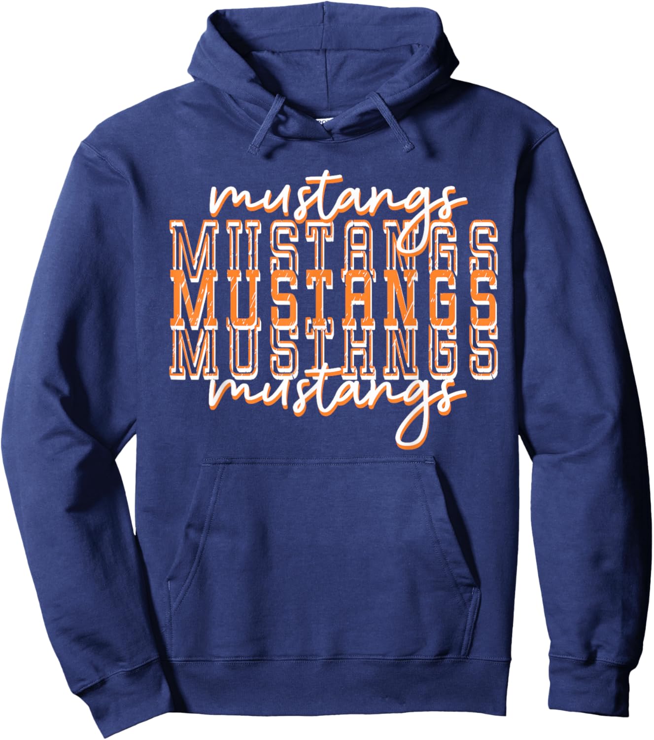 Orange Mustang Pride School Spirit Game Day Mustangs Hoodie - Hoodie | Navy