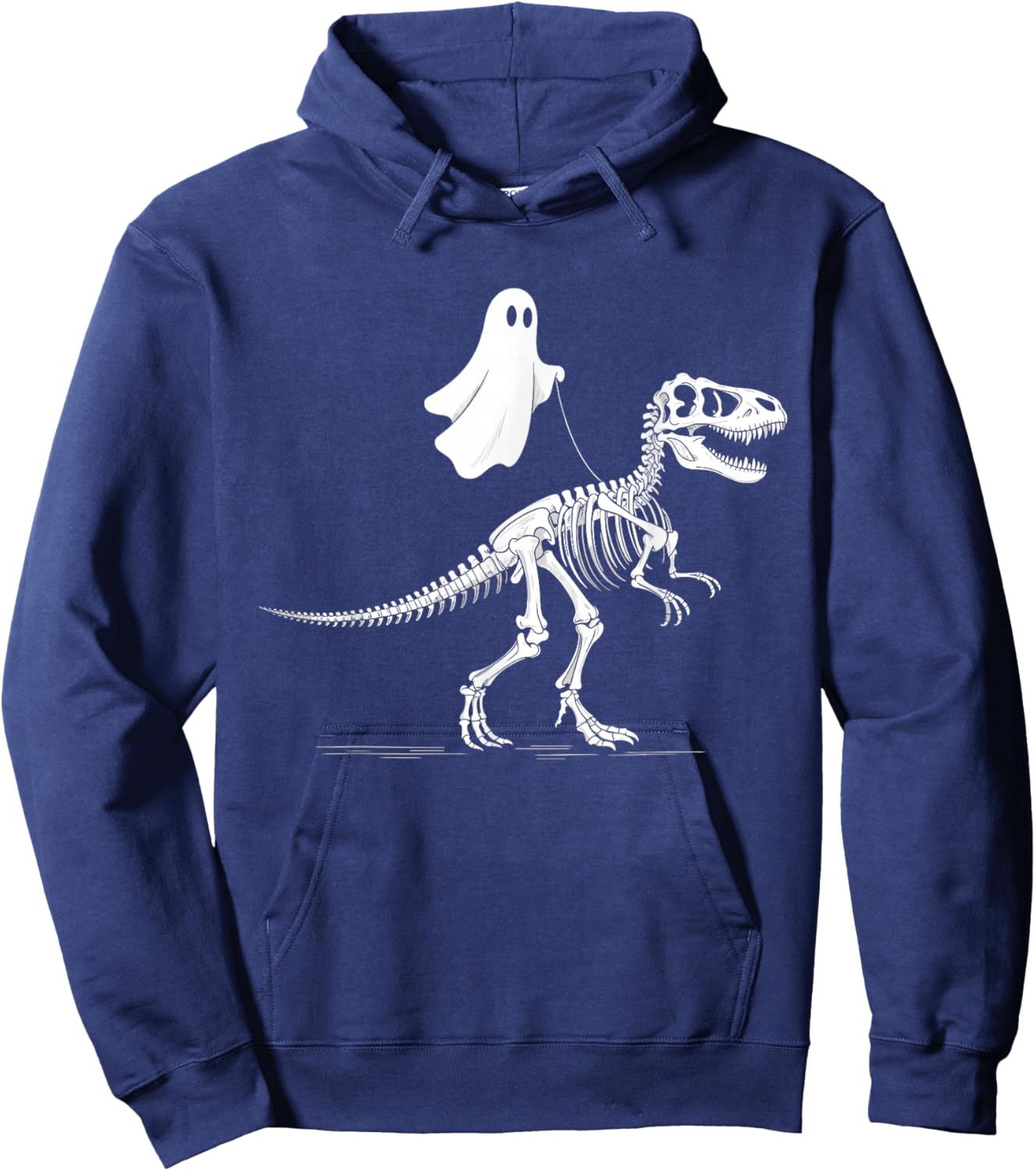 Halloween Ghost Walking Dinosaur Skeleton T Rex Funny Hoodie - Hoodie | Navy