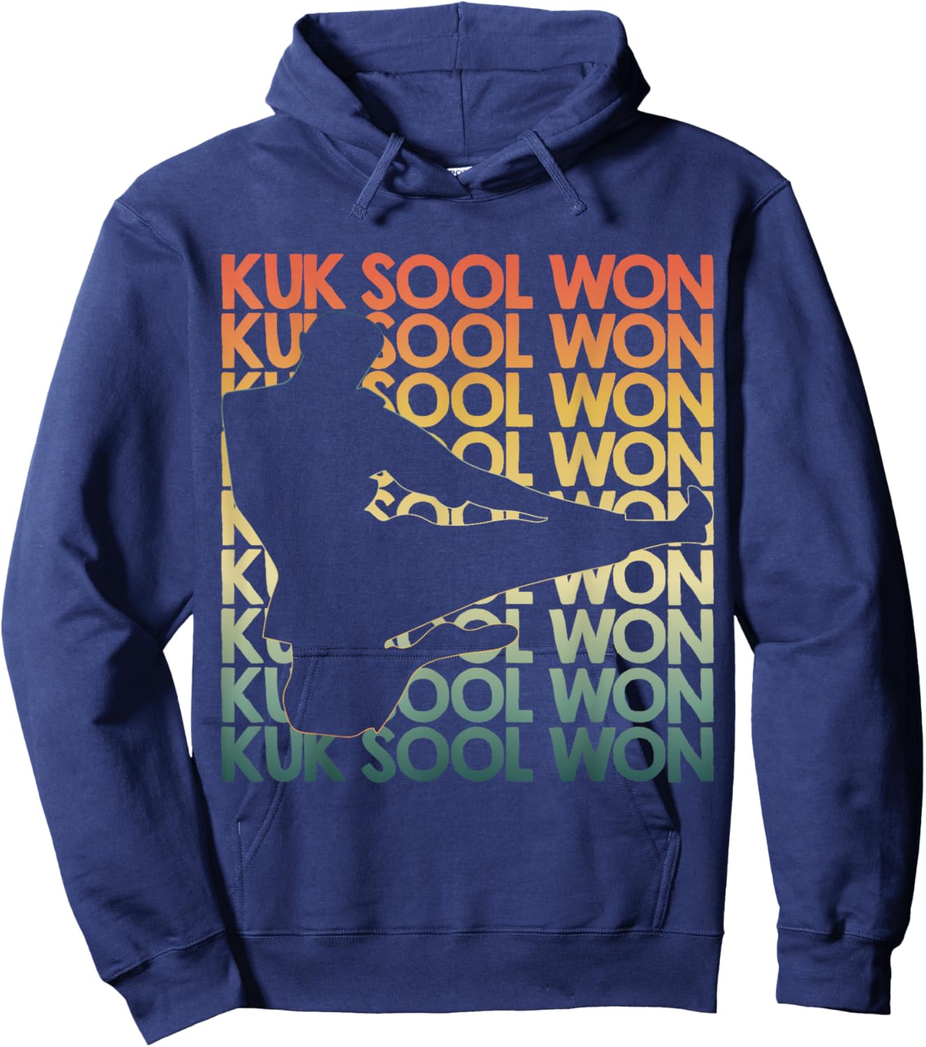 Retro Kuk Sool Won Repetitive Vintage Fighter Hoodie - Hoodie | Navy