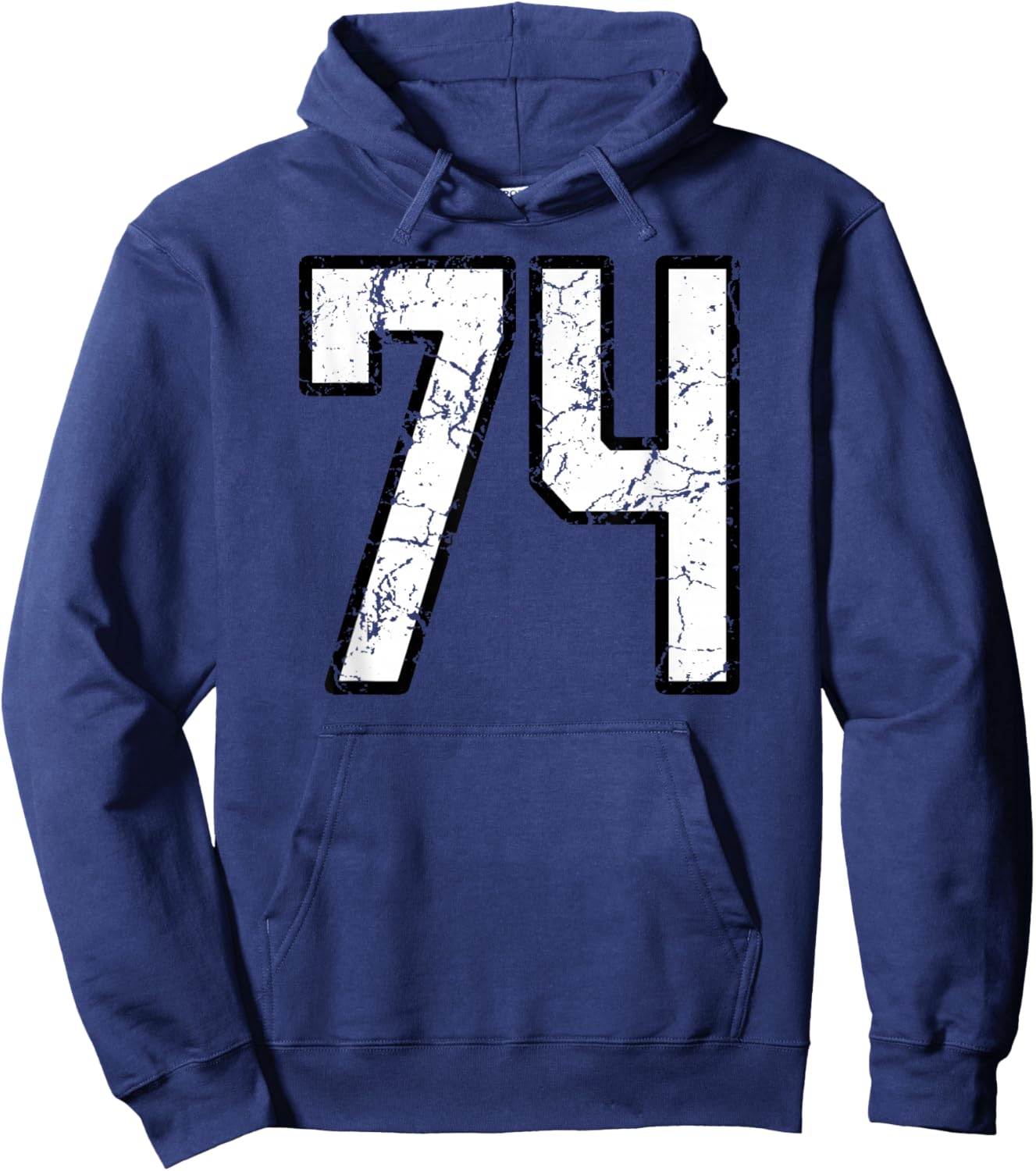 White and Black Sports Number 74 Jersey Uniform Player Hoodie - Hoodie | Navy