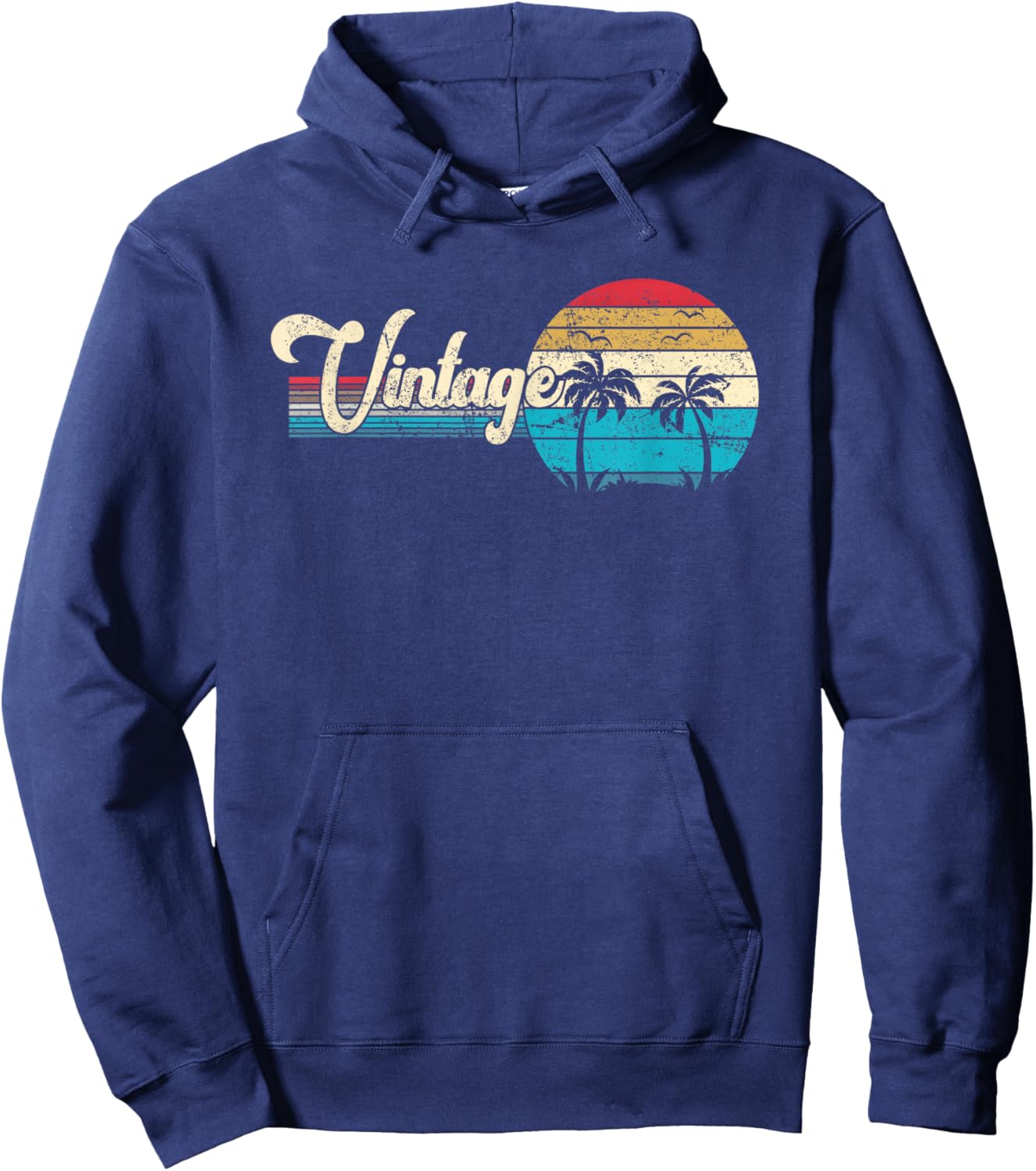 Cool Summer Beach Vacation Men Women Sunset Palm Tree Hoodie - Hoodie | Navy