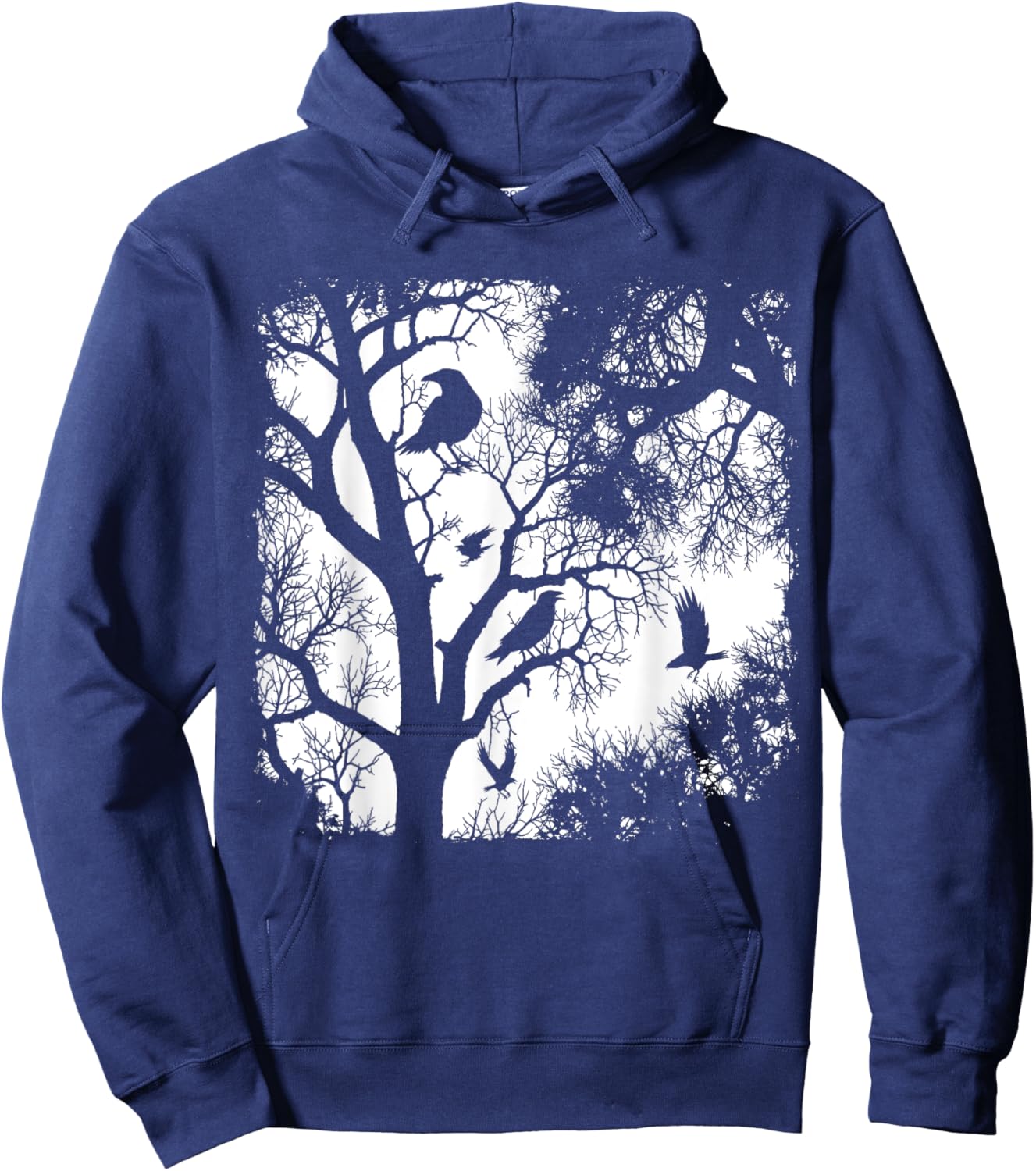 Gothic Raven Tree Dark Forest Crow Night Wilderness Aesthe Hoodie - Hoodie | Navy