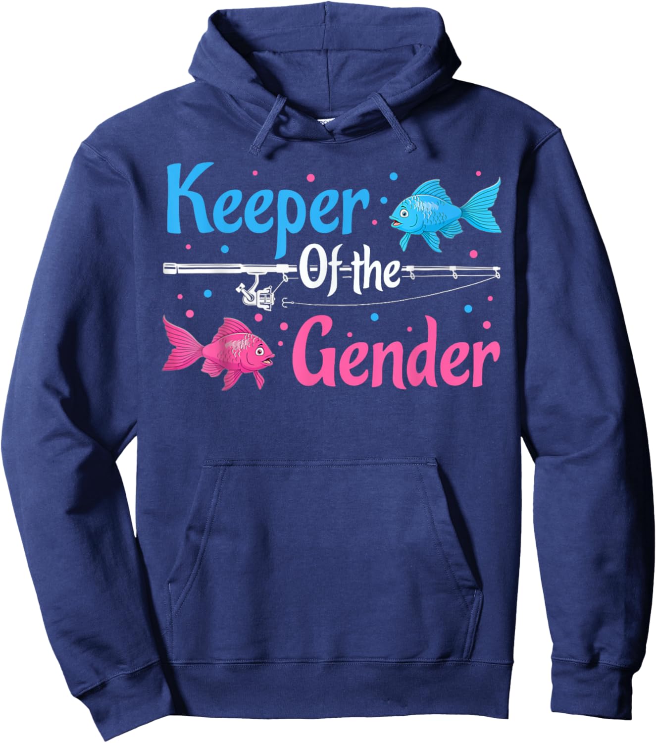 Keeper Of The Gender Shirt Fish Gender Reveal Baby Shower Hoodie - Hoodie | Navy