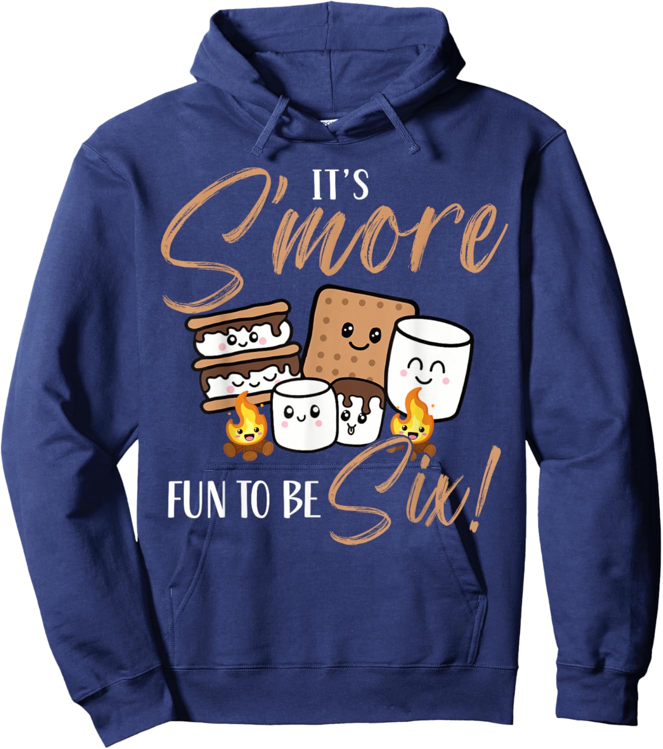 Birthday Campfire Marshmallow It's S'more Fun To Be Six 6th Hoodie - Hoodie | Navy