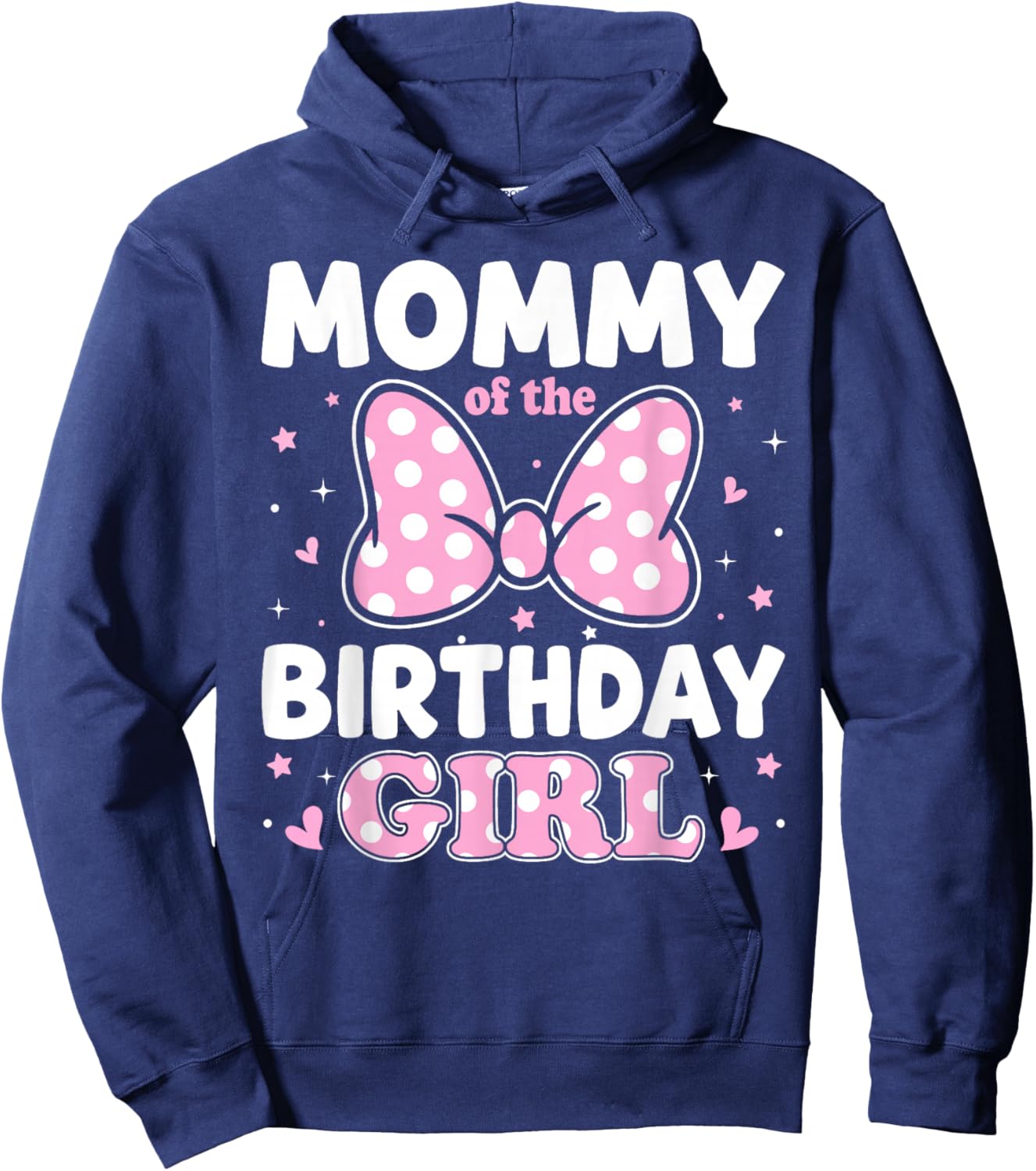 Mommy of The Birthday Girl Family Matching Pink Bow Hoodie - Hoodie | Navy