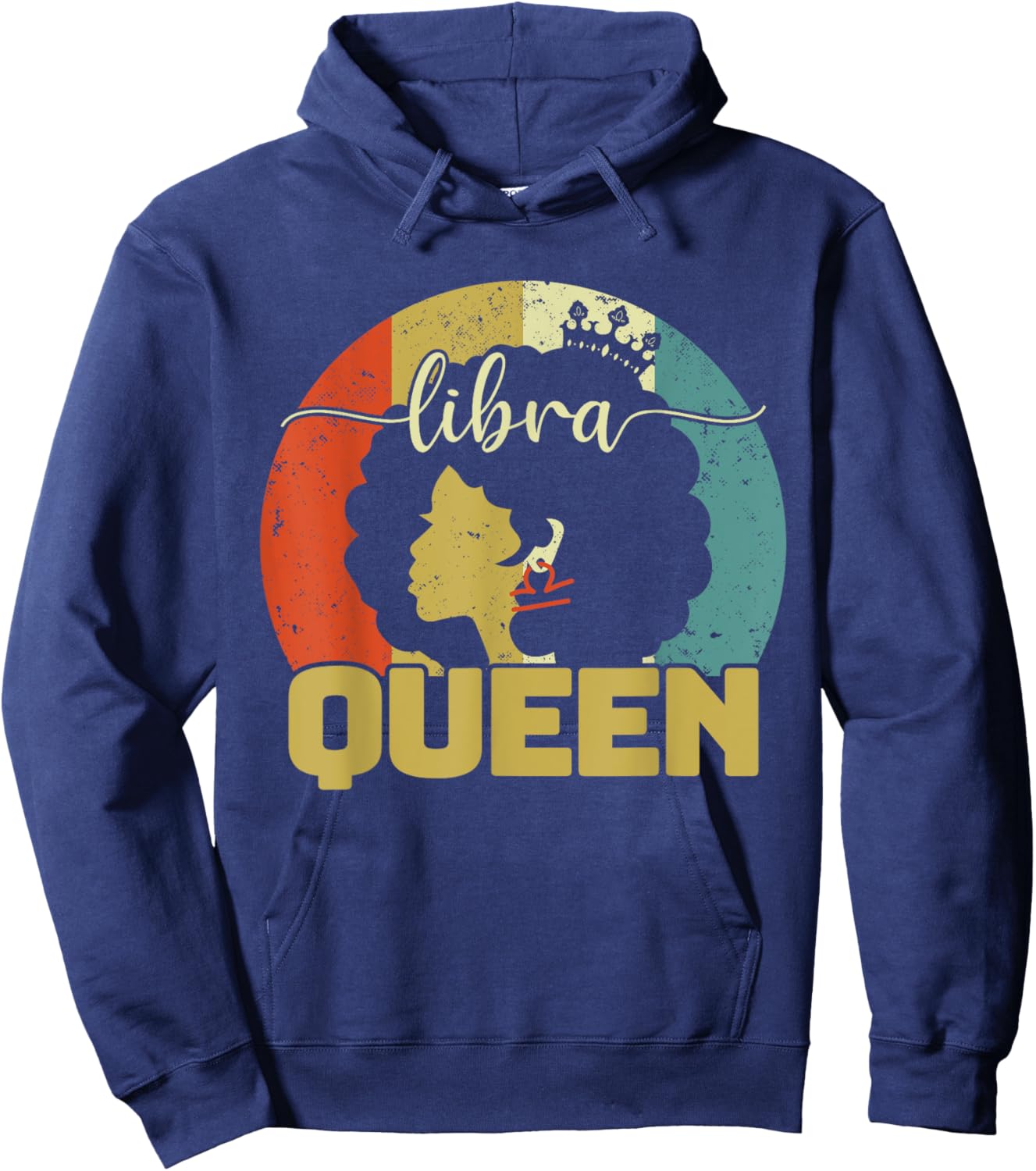 Libra Queen Libra Birthday Afro Libra Zodiac Sign Vintage Hoodie - Hoodie | Navy
