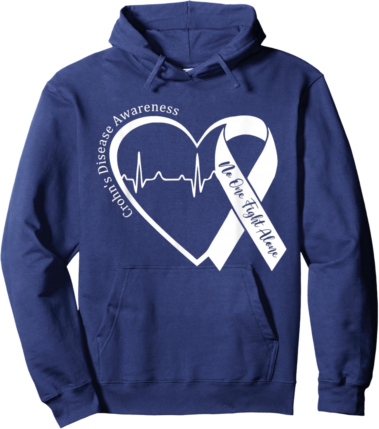 Crohns Disease Heart Support Purple Ribbon Crohn's Awareness Hoodie - Hoodie | Navy