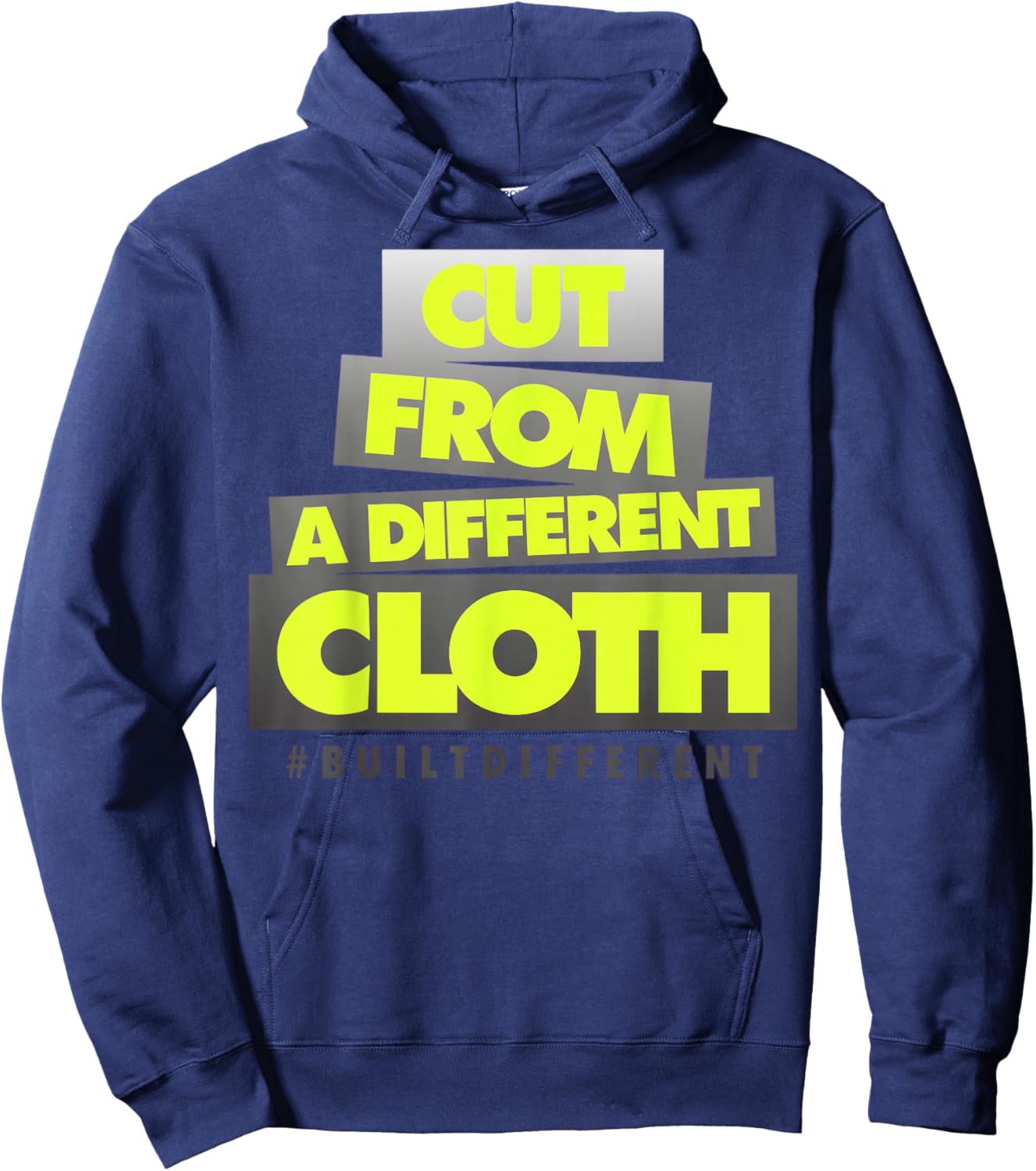 Neon Yellow Black Cool Grey Graphic Match Hoodie - Hoodie | Navy