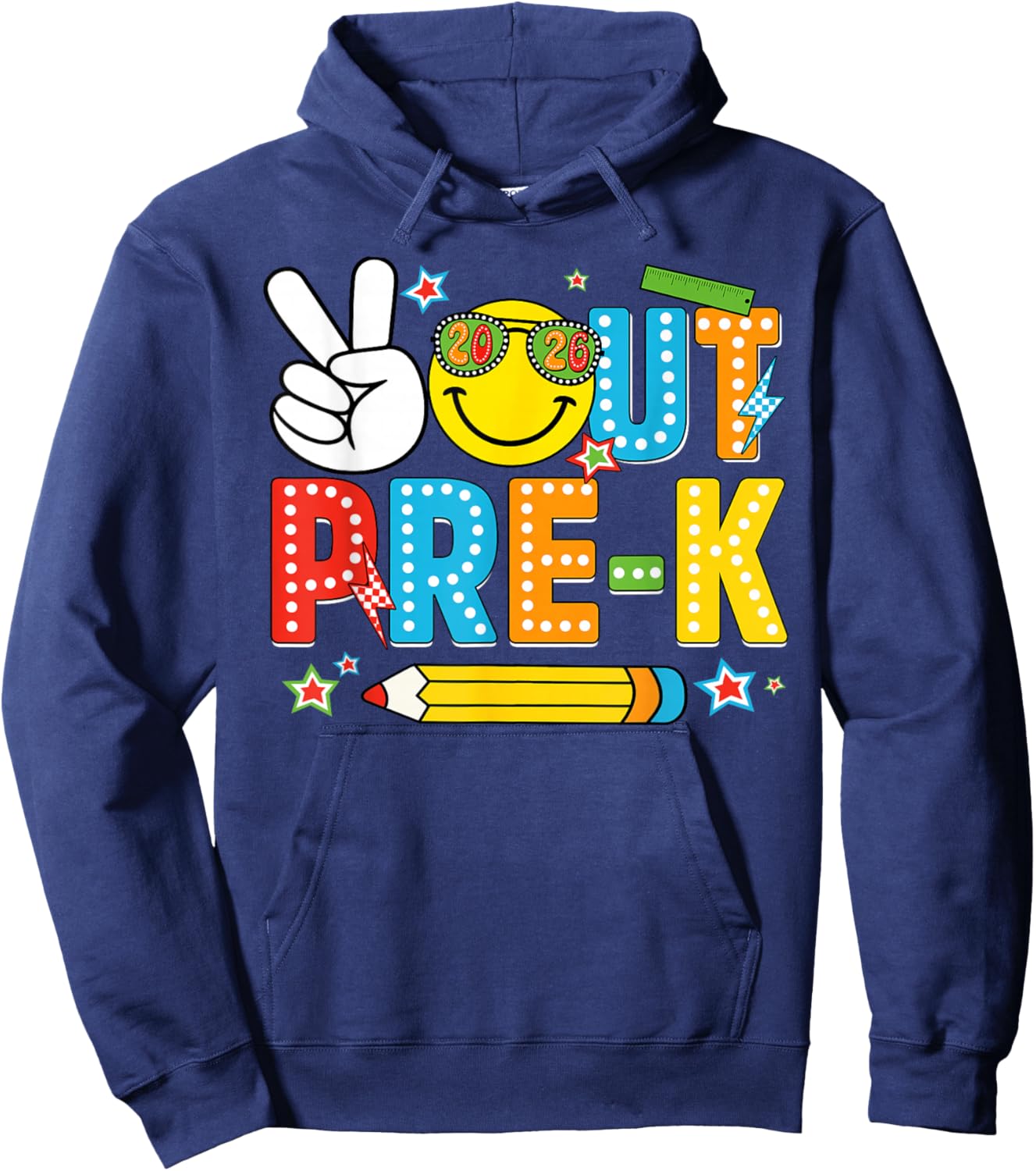 Peace Out Pre-K Happy Last Day of School Funny Pencil Retro Hoodie - Hoodie | Navy