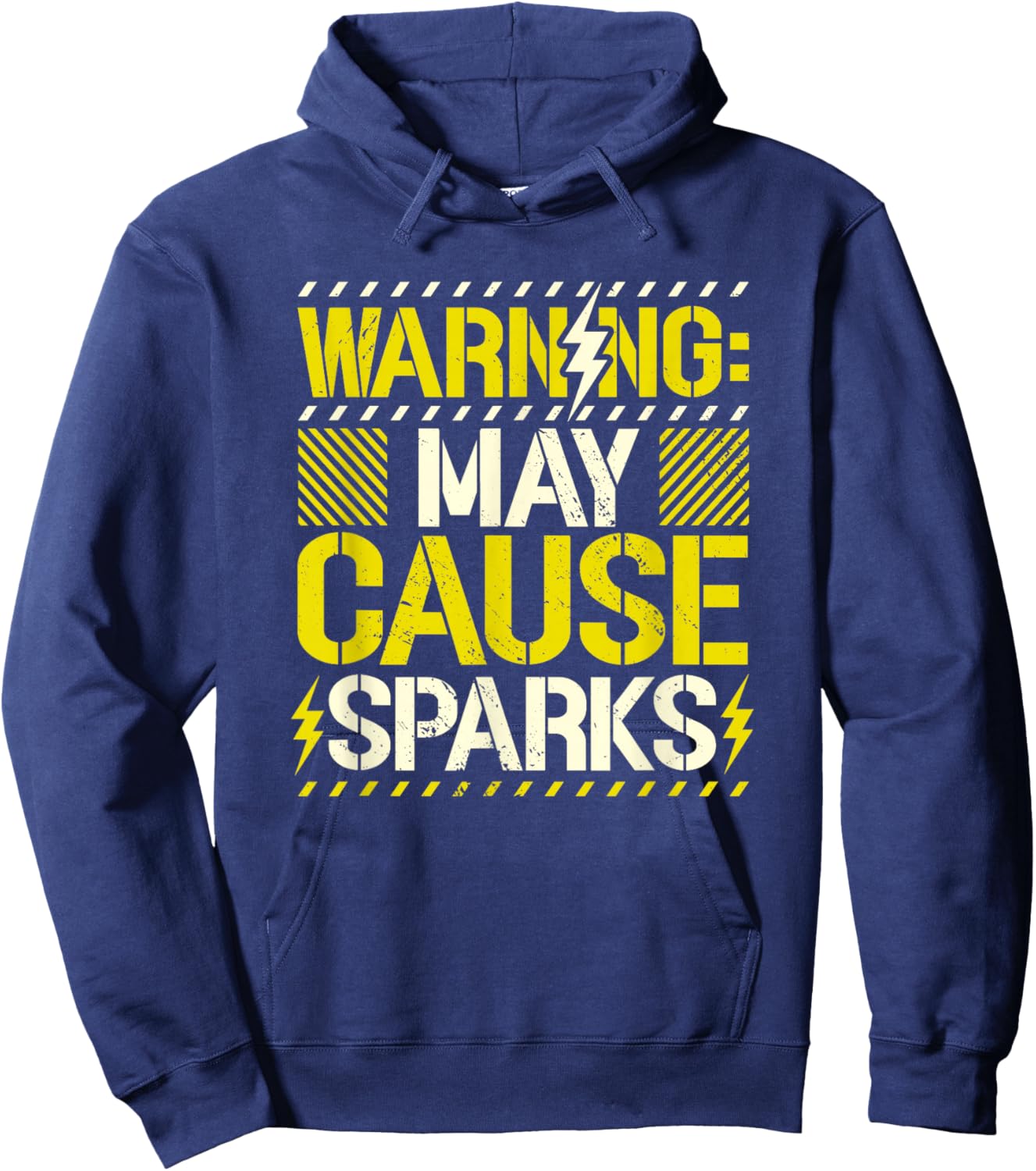 Electricity Warning May Cause Sparks Electrician Hoodie - Hoodie | Navy