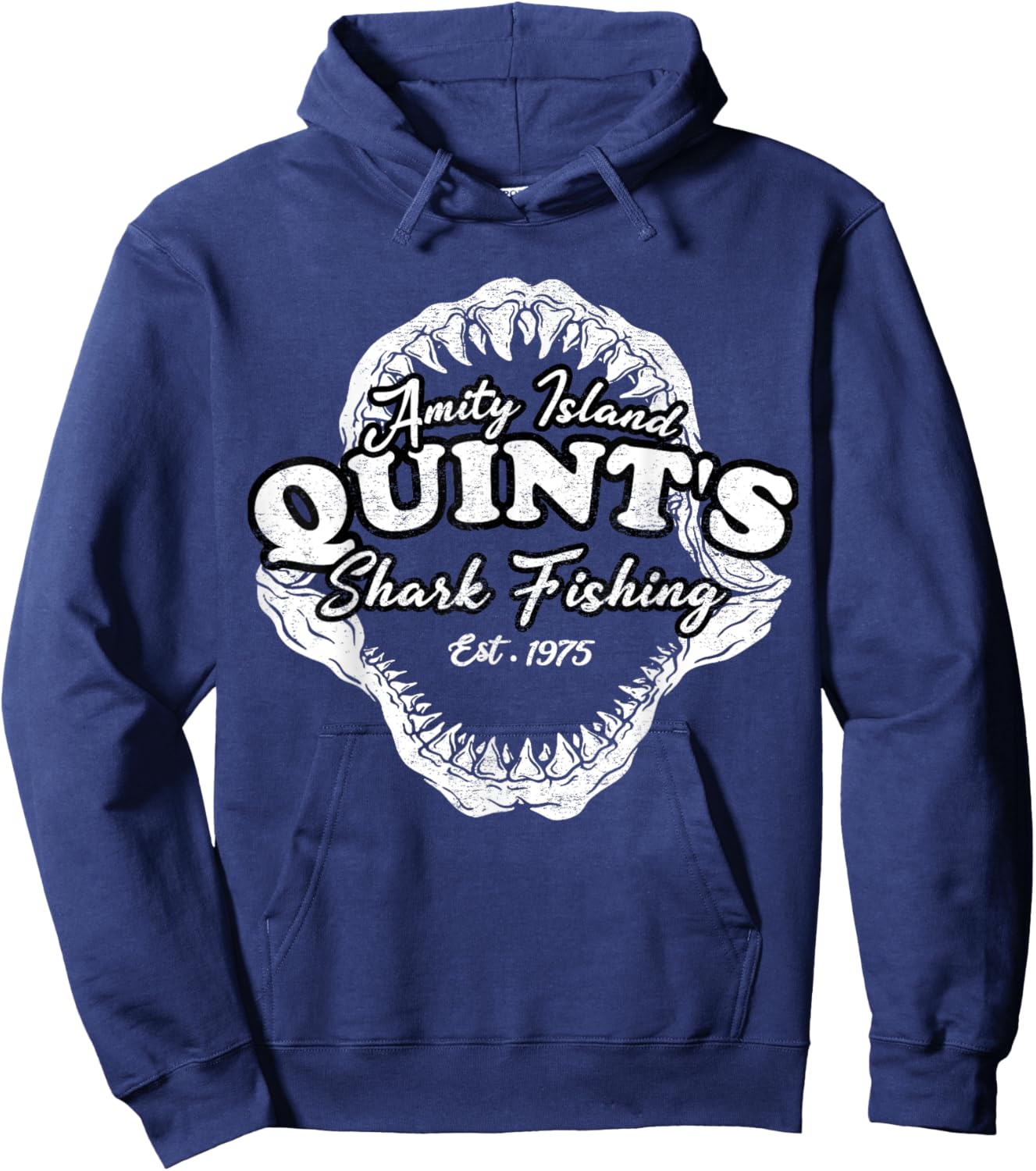 Quints Vintage Art Movies Ocean Funny Outfits Sharks Fishing Hoodie - Hoodie | Navy