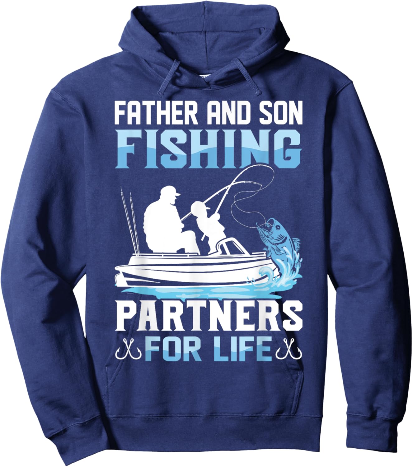 Father Son Fishing Partners For Life Funny Dad Son Matching Hoodie - Hoodie | Navy