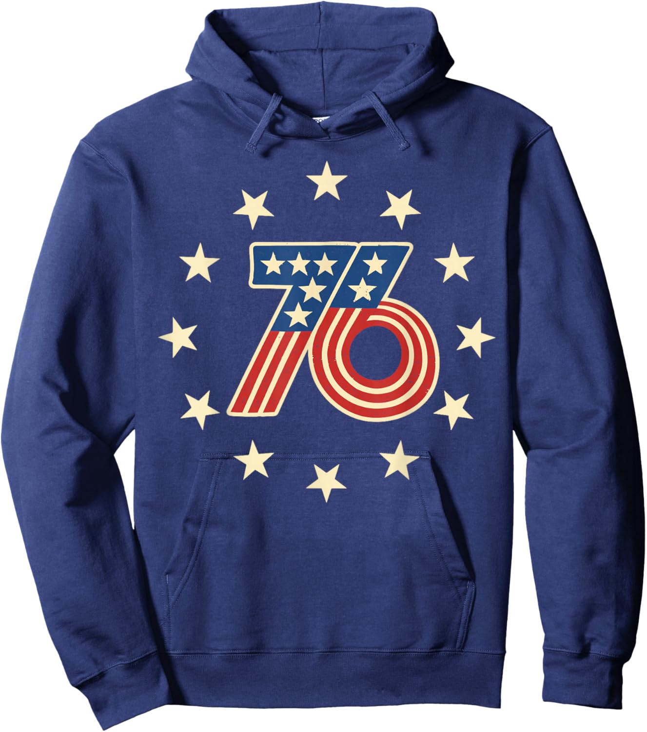 50th Birthday 1976 USA Bicentennial Groovy Retro Number 76 Hoodie - Hoodie | Navy