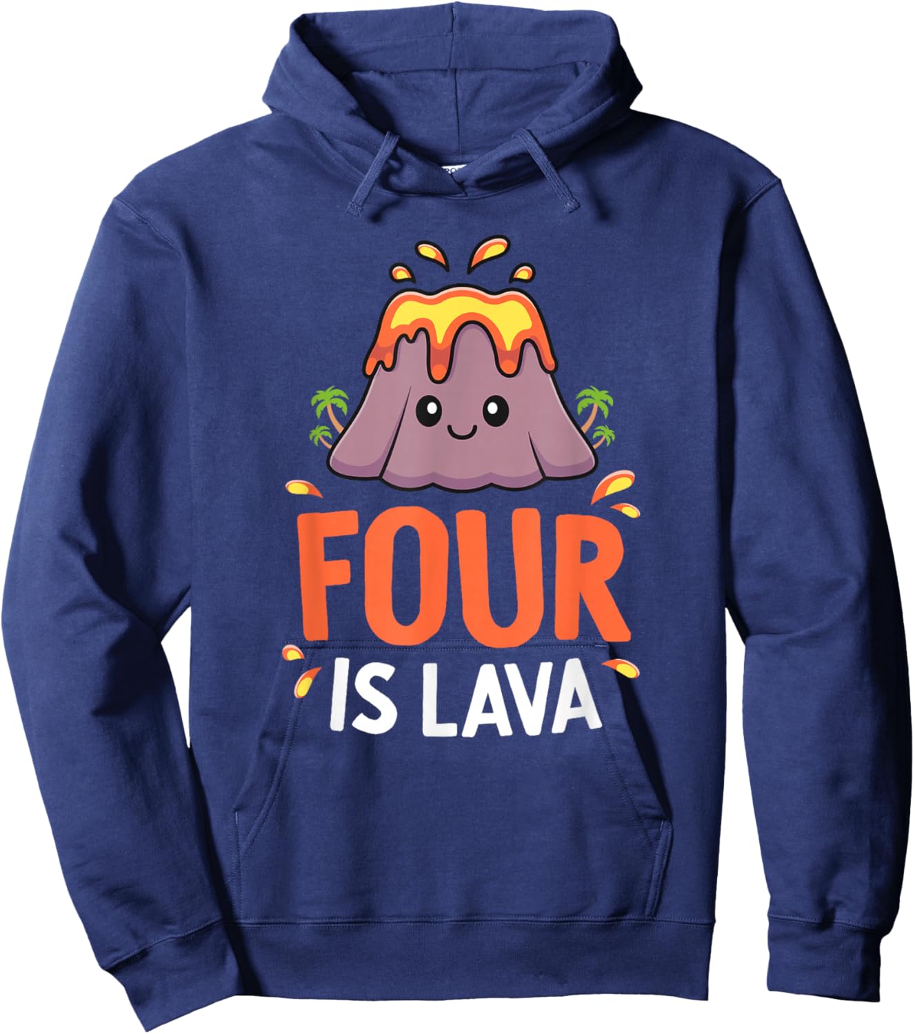 Volcano Birthday Party 4th Birthday Dinosaur Four Is Lava Hoodie - Hoodie | Navy