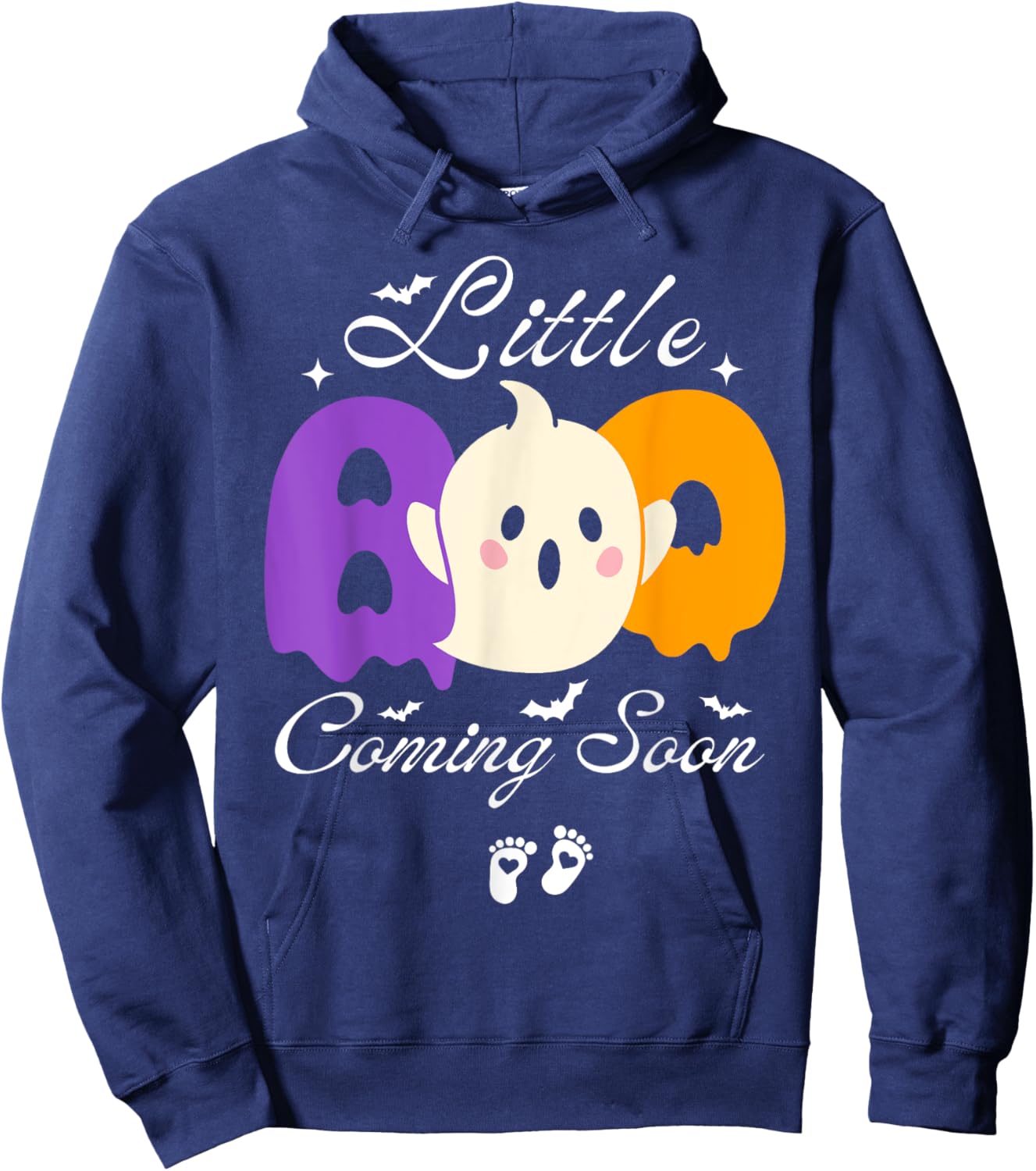 Little Boo Coming Soon-Funny Halloween Pregnant Announcement Hoodie - Hoodie | Navy