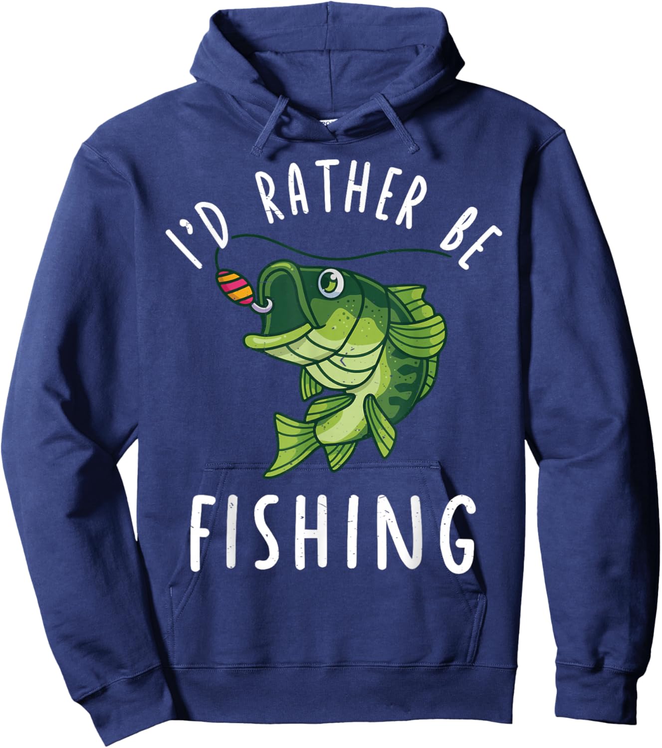Kids I'd Rather Fishing Bass Fish Youth Boy Funny Fisherman Hoodie - Hoodie | Navy