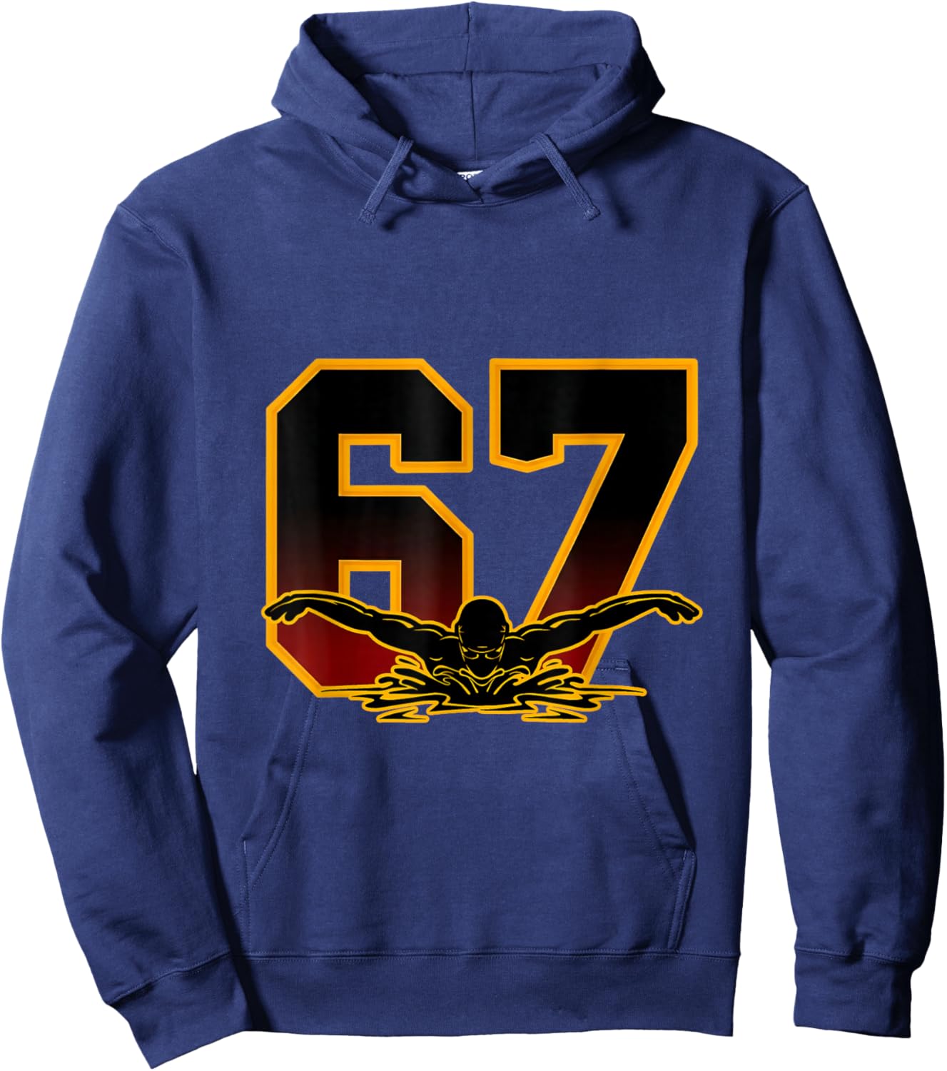 Swimming 67 Six Seven Meme Funny Butterfly Stroke Athlete Hoodie - Hoodie | Navy