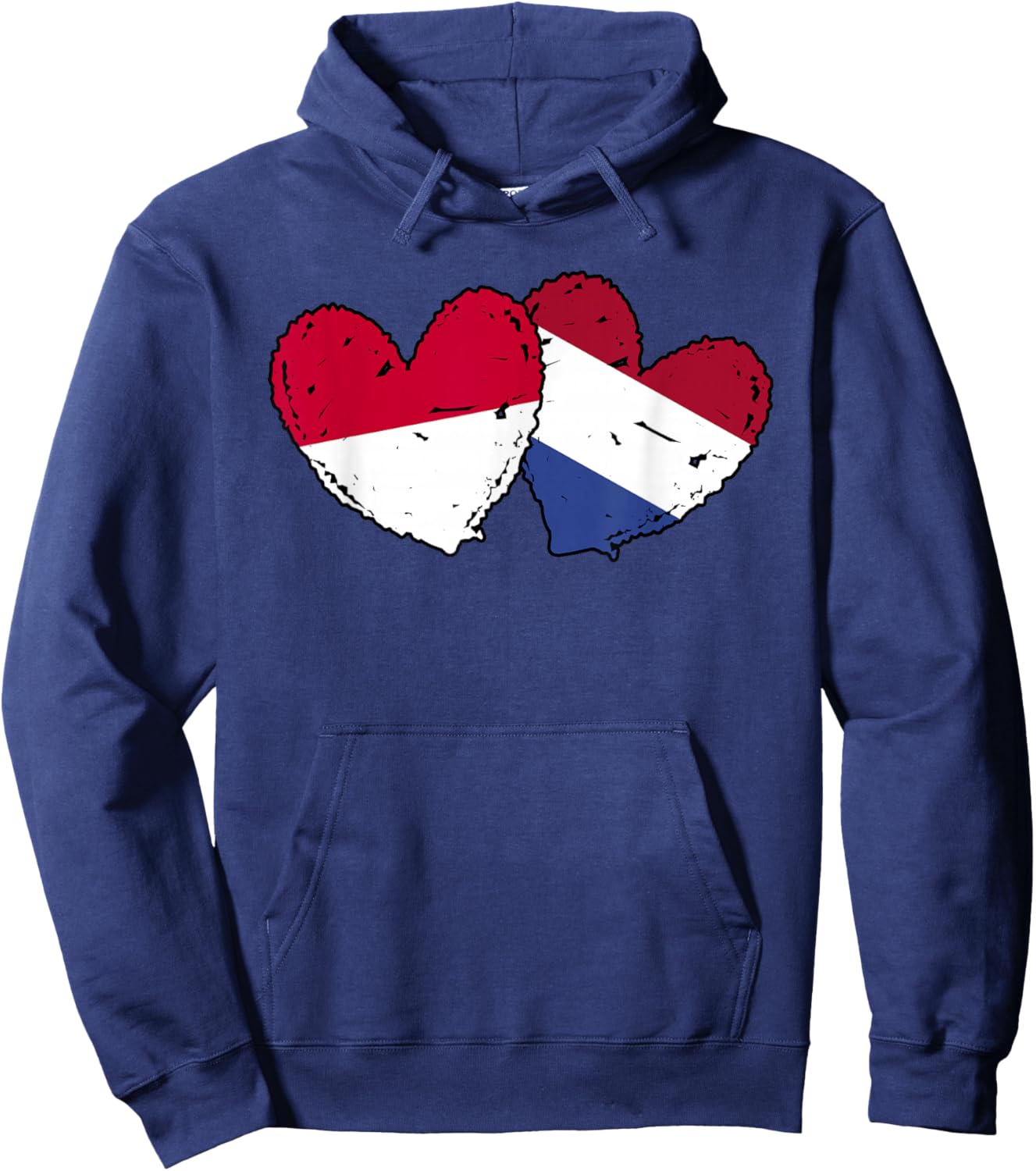 Indonesia Netherlands Hearts Flag Indonesian Dutch Flags Hoodie - Hoodie | Navy