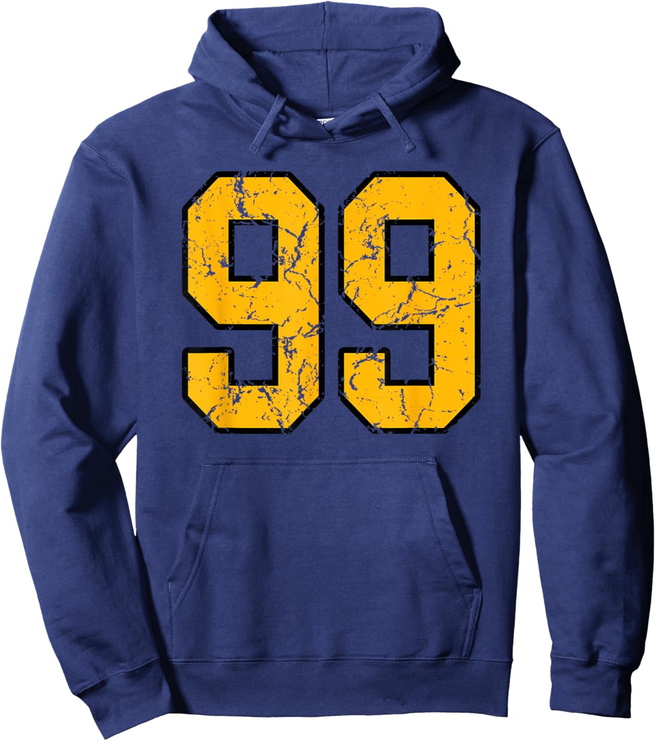 Gold and Black Sports Number 99 Jersey Uniform Player Hoodie - Hoodie | Navy