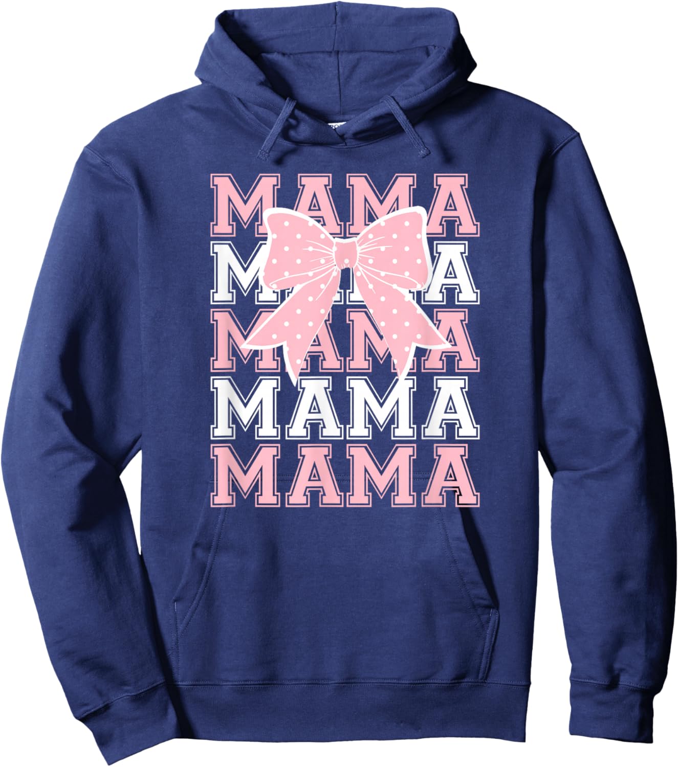 Cute Coquette Bow Mama in Pink and White Hoodie - Hoodie | Navy