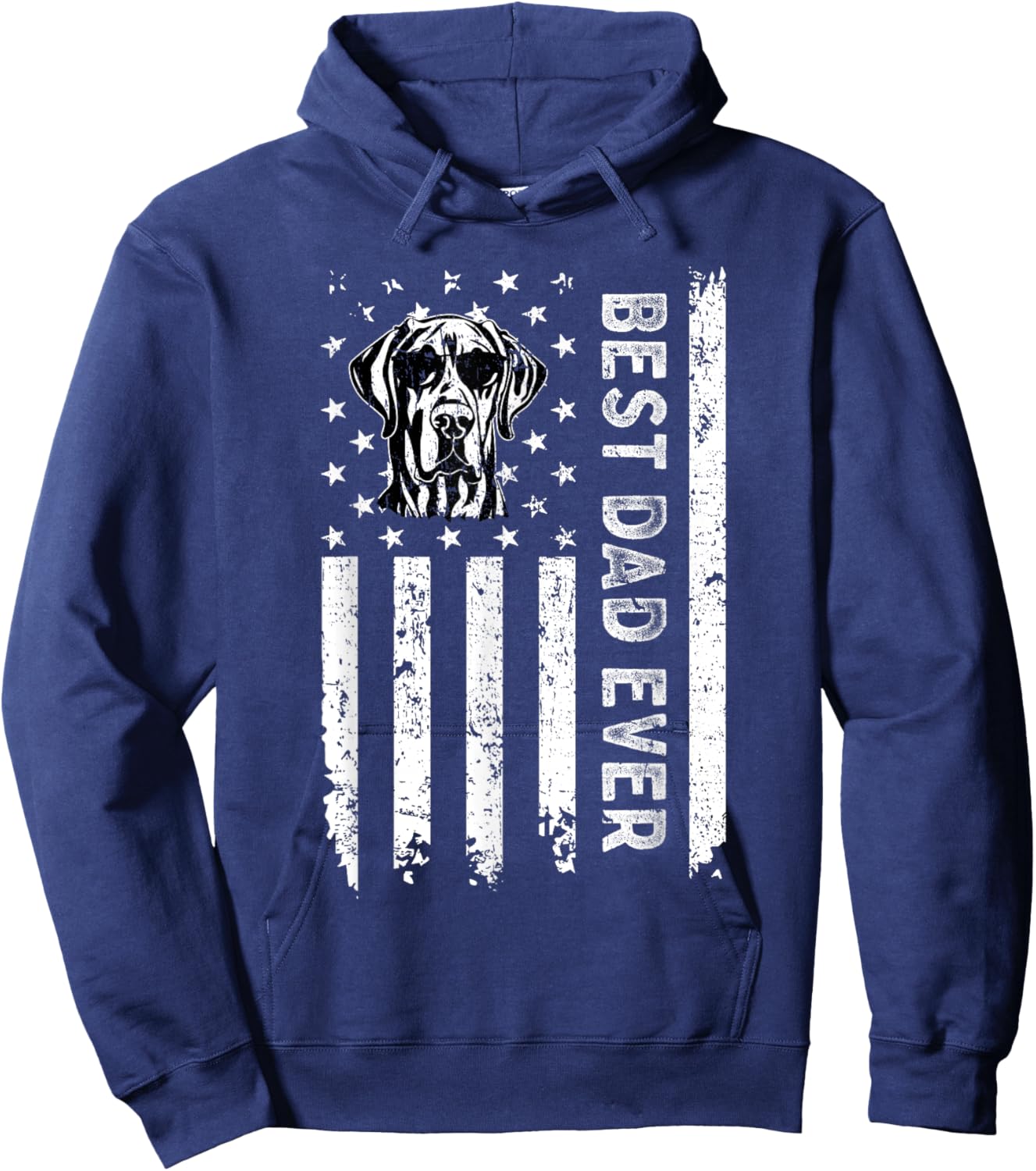 Best Great Dane Dog Dad Ever Fathers Day USA Flag Women Kids Hoodie - Hoodie | Navy