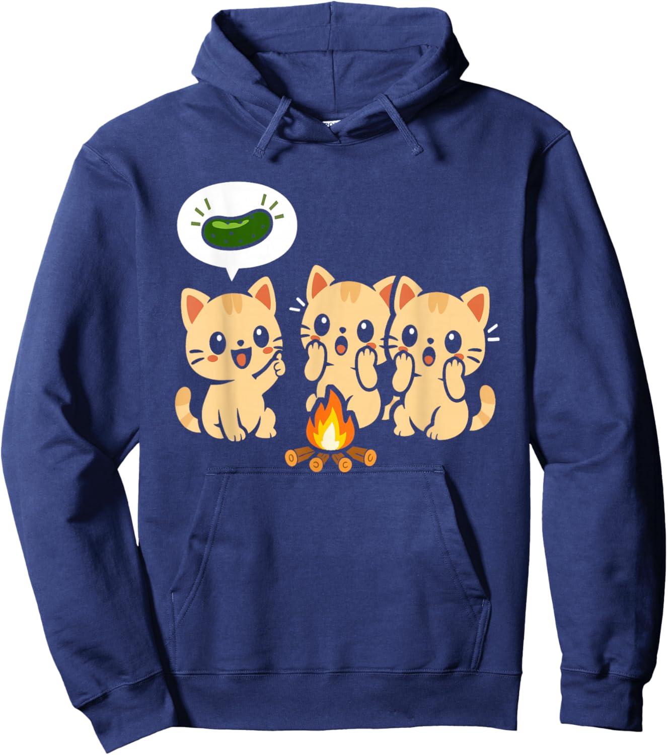 Funny Cute Cats Scared of Cucumber - Frightened of Zucchini Hoodie - Hoodie | Navy