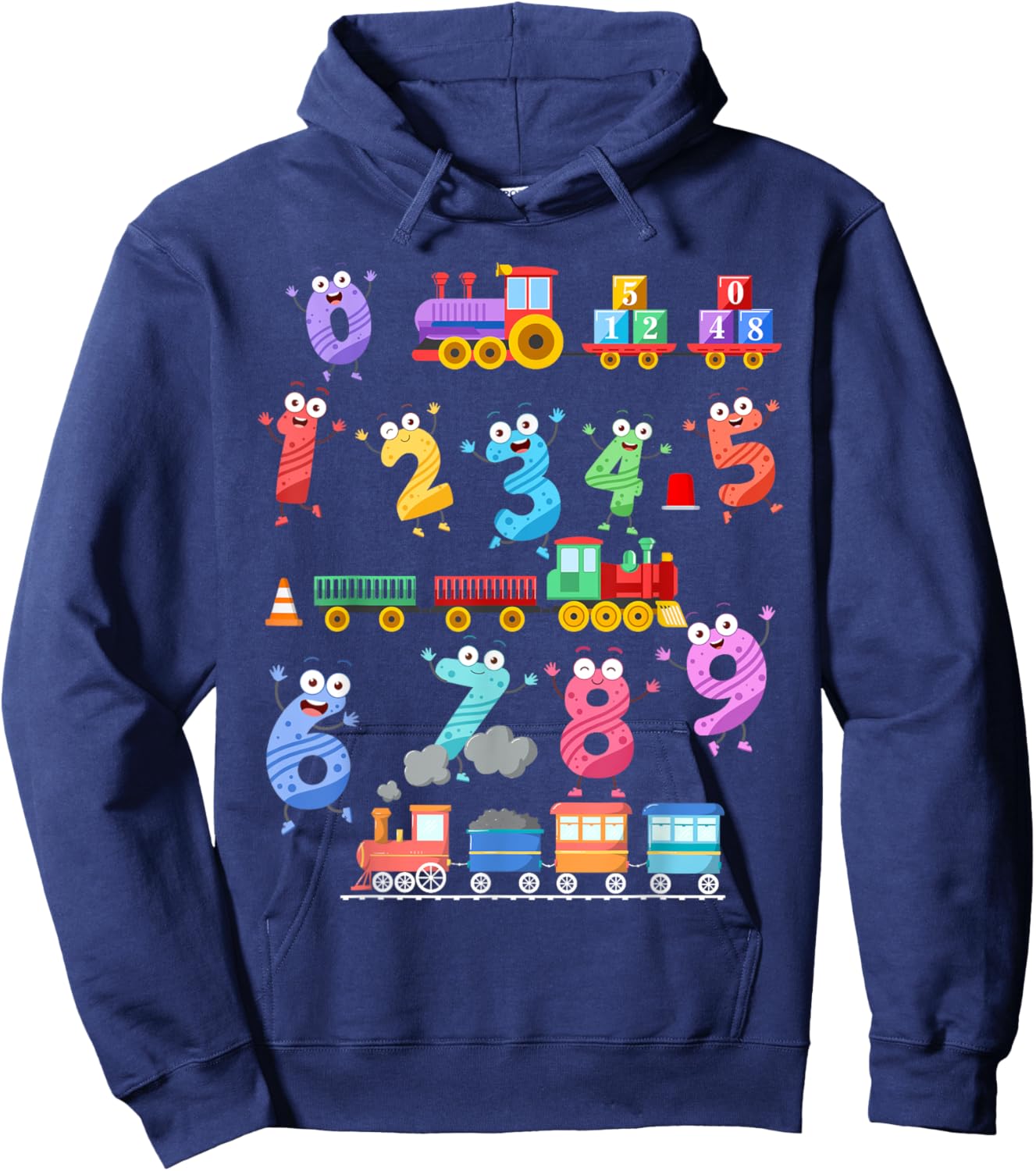 Maths Day Numbers Idea For Kids Train Themed Maths Number Hoodie - Hoodie | Navy