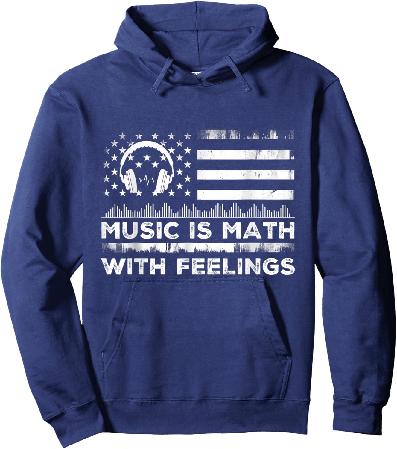 Music Is Math With Feelings Vintage Usa Flag Music Art Lover Hoodie - Hoodie | Navy