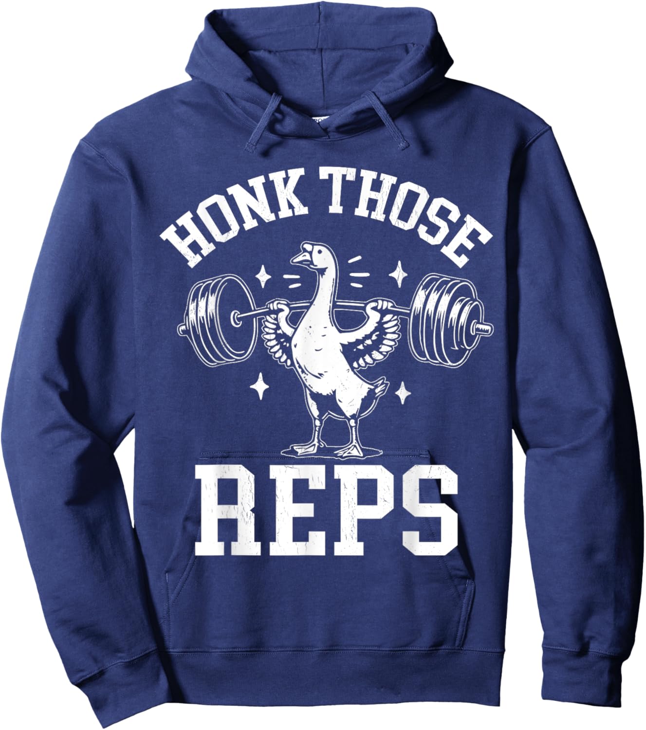 Honk Those Reps Funny Goose Weightlifting Retro Goose Gym Hoodie - Hoodie | Navy