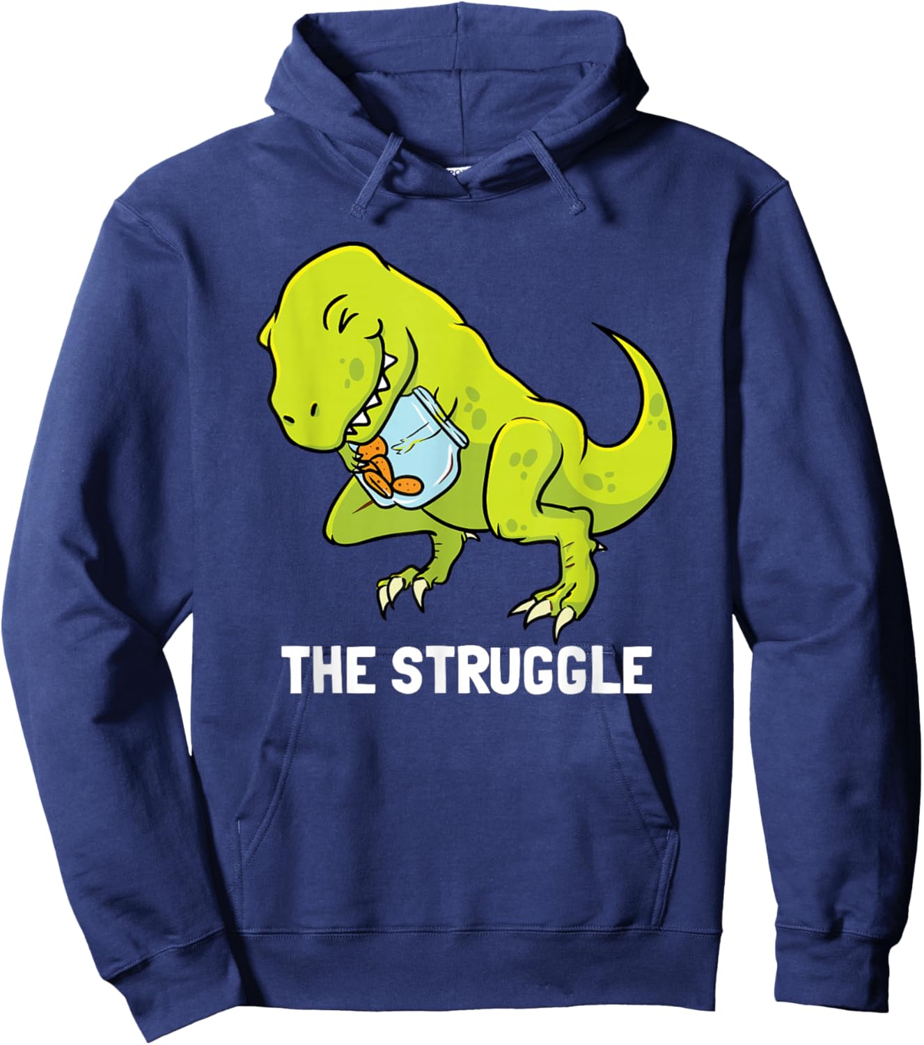 T-Rex Short Arms Shirt No Cookies Struggle Dinosaur Gift Hoodie - Hoodie | Navy