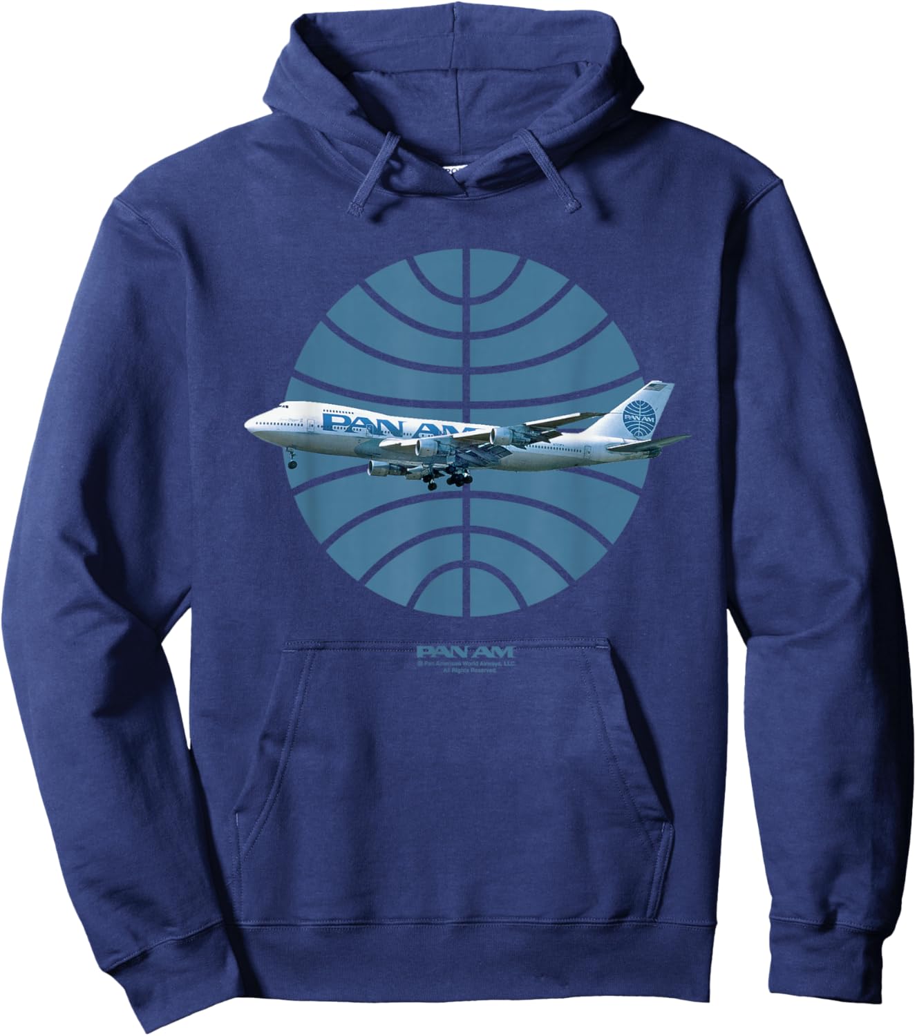 Pan Am Plane Over 1950s Logo Hoodie - Hoodie | Navy