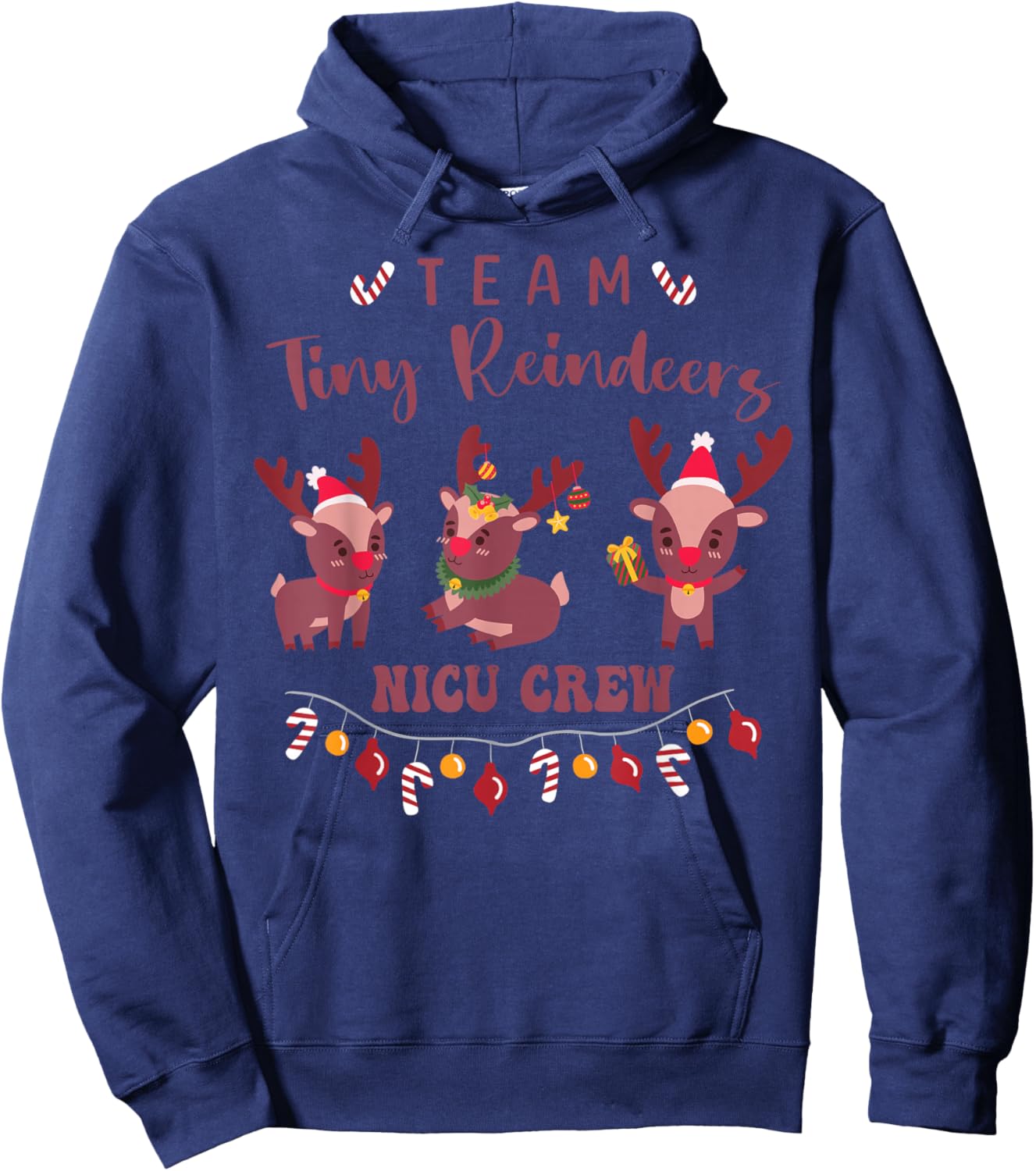 NICU Nurse Team Tiny Reindeers Baby Doctor Christmas 2025 Hoodie - Hoodie | Navy