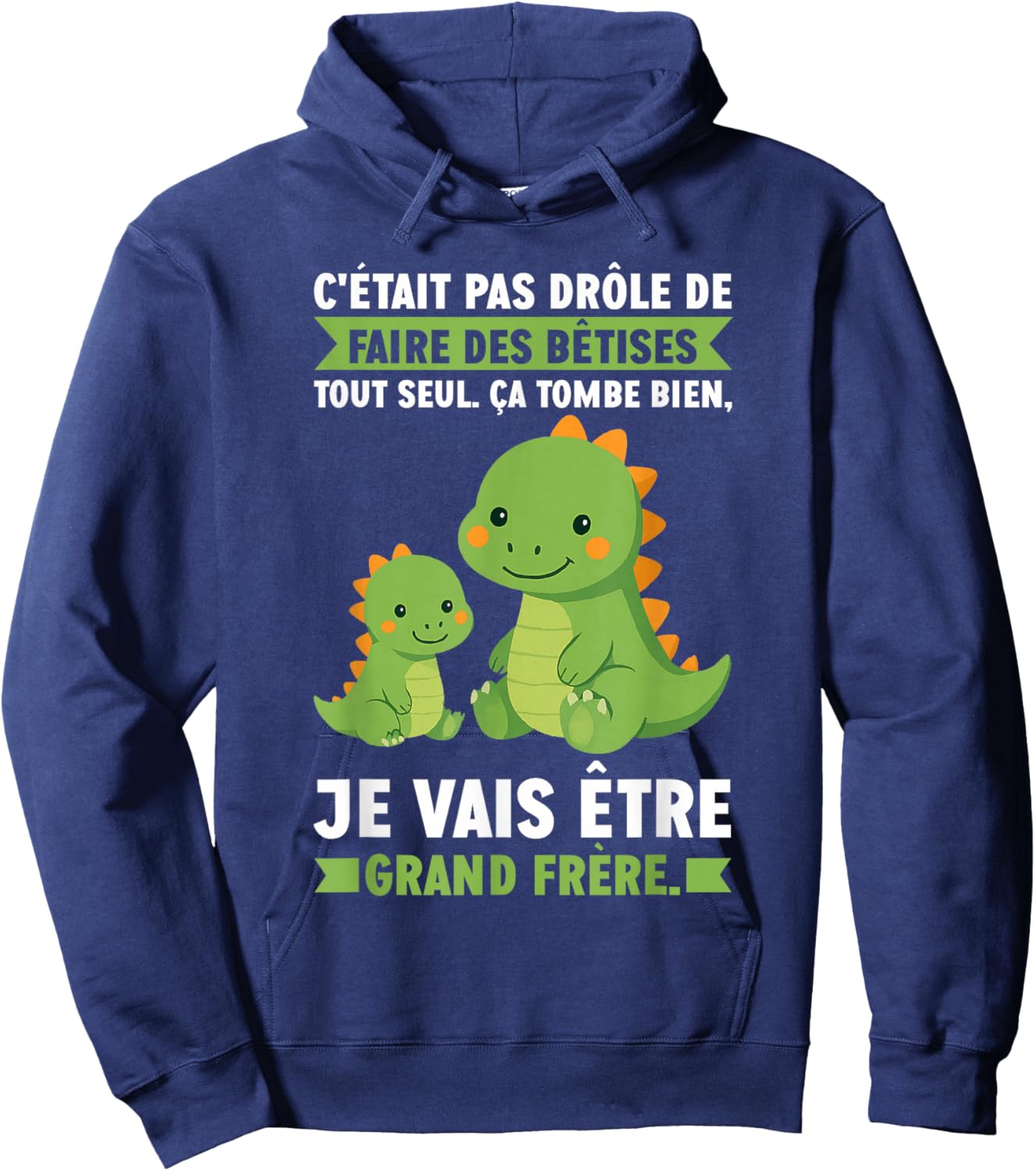 Big Brother Dinosaur Graphic for Pregnancy Announcement Hoodie - Hoodie | Navy