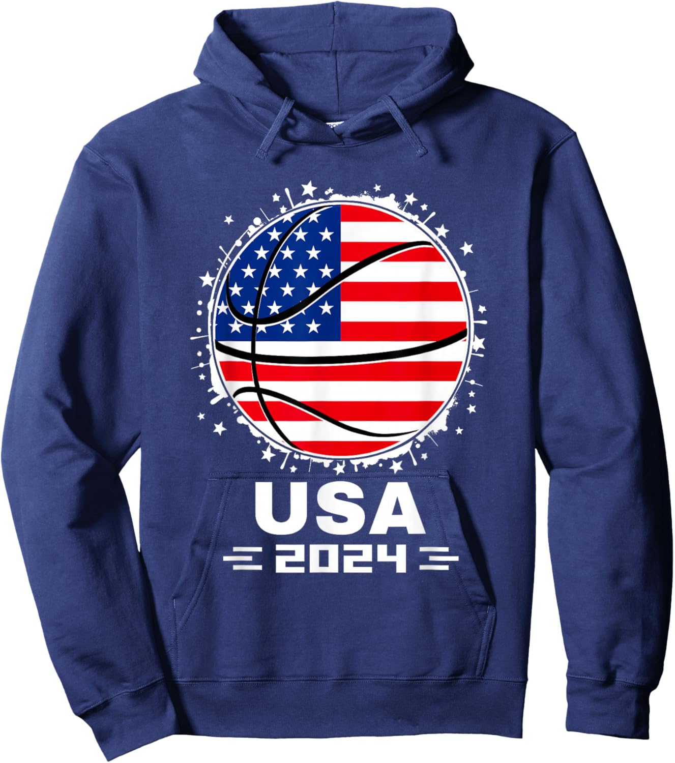 USA Team 2024 United States American Flag Basketball USA Hoodie - Hoodie | Navy