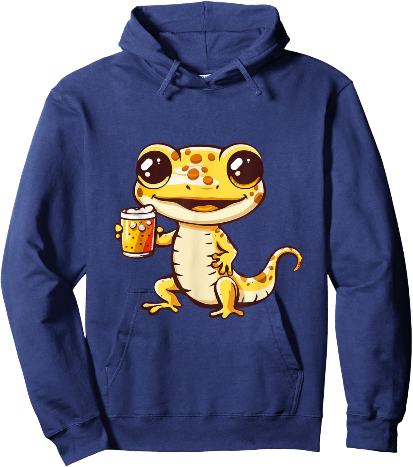 Gecko With Beer | Funny Drinking Party Hoodie - Hoodie | Navy