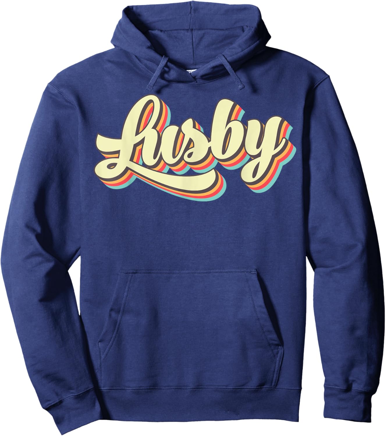 Lusby Retro Art Baseball Font Vintage Hoodie - Hoodie | Navy