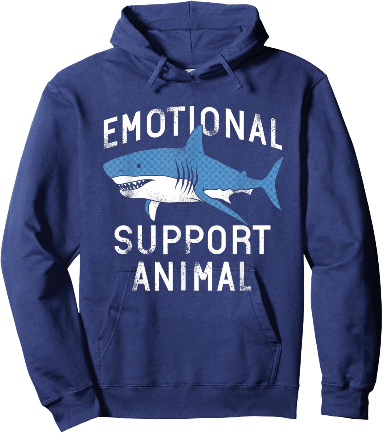 Emotional Support Animal Funny Scary Shark Pun Humor Shark Hoodie - Hoodie | Navy