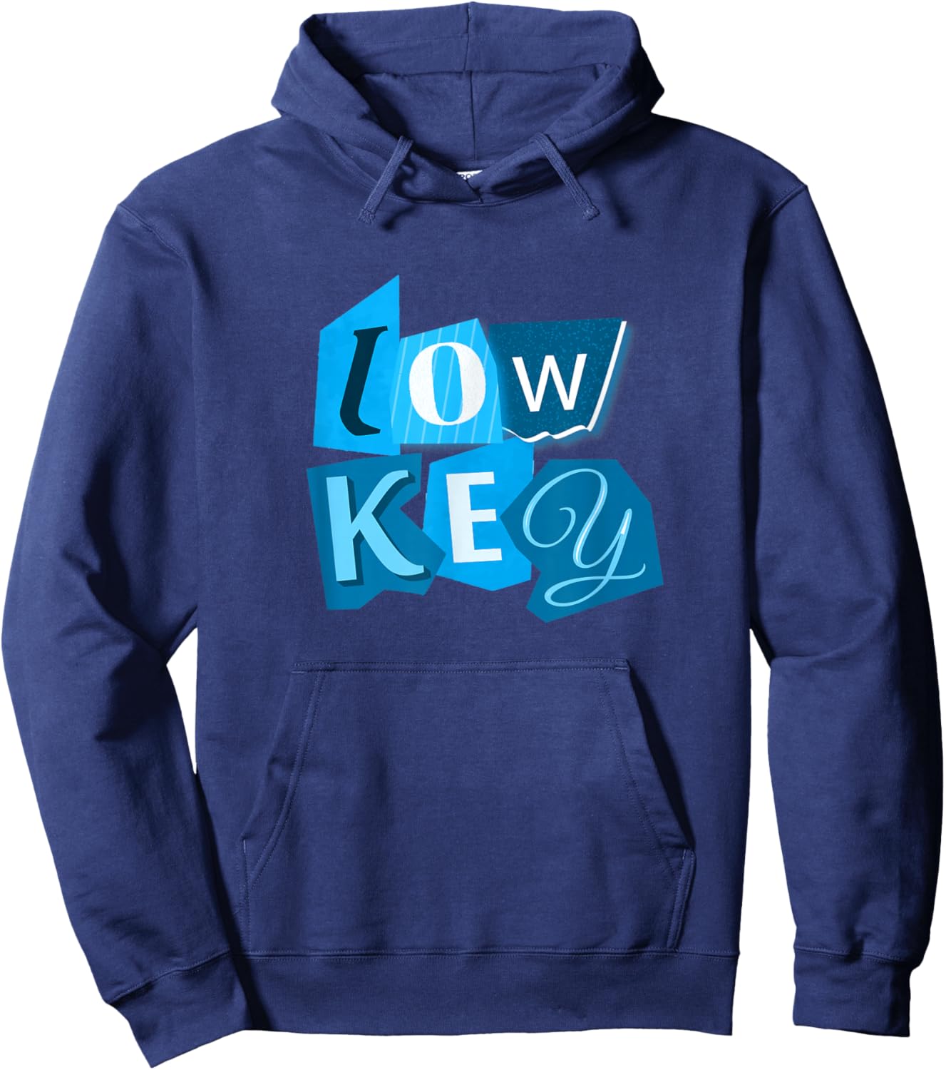 Blue Color Low Key Blue Graphic Hoodie - Hoodie | Navy