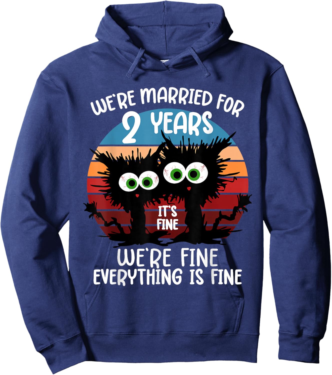 Cotton Wedding We're Married for 2 Years Hoodie - Hoodie | Navy
