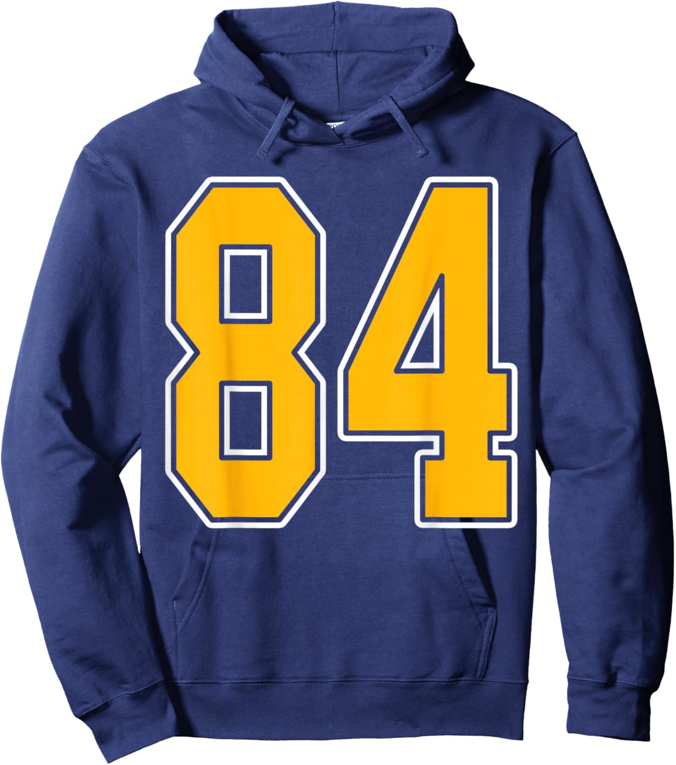 Gold and White Sports Number 84 Jersey Uniform Player Hoodie - Hoodie | Navy