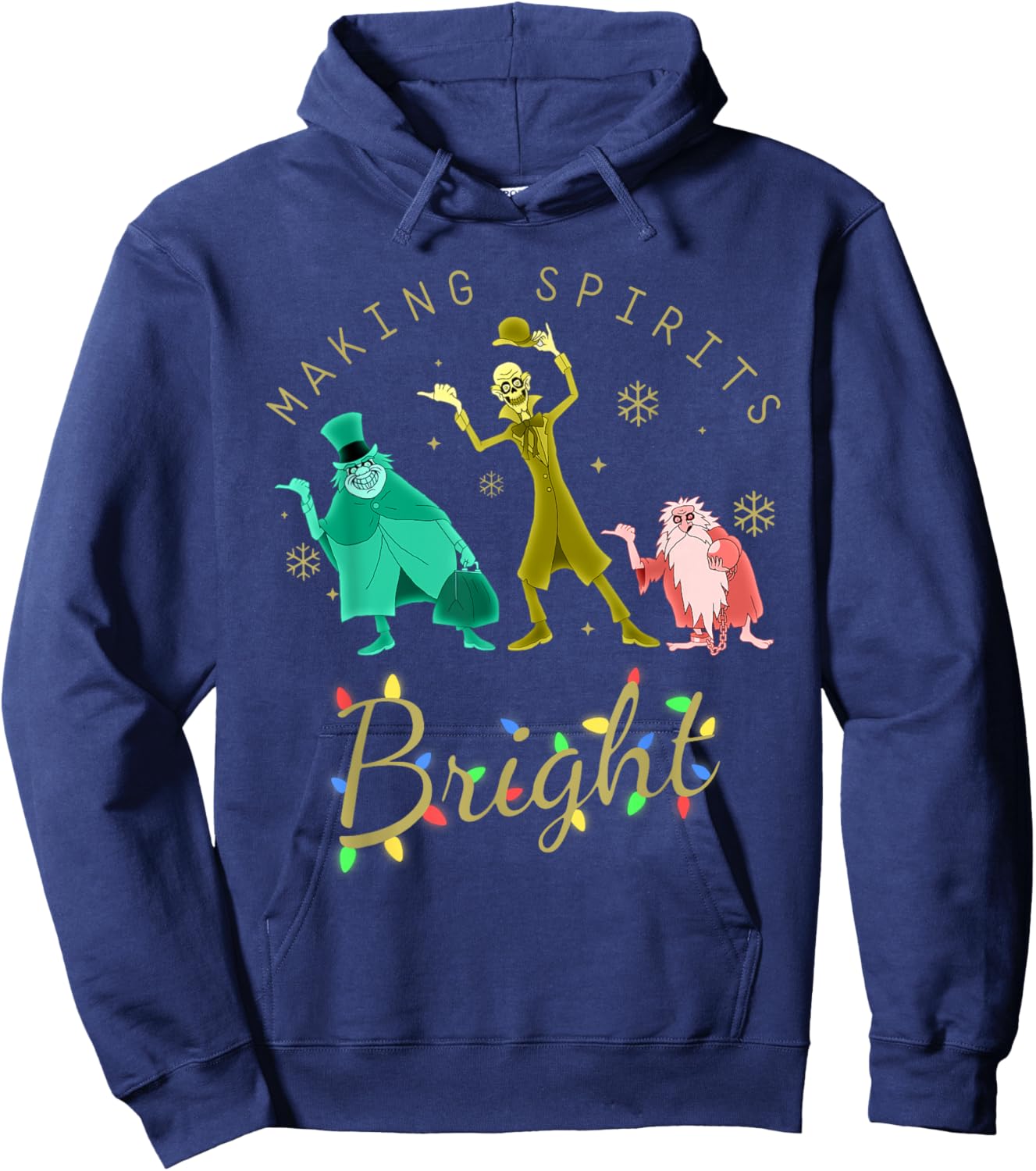 Making Spirits Bright Christmas Retro Groovy Christmas Ghost Hoodie - Hoodie | Navy