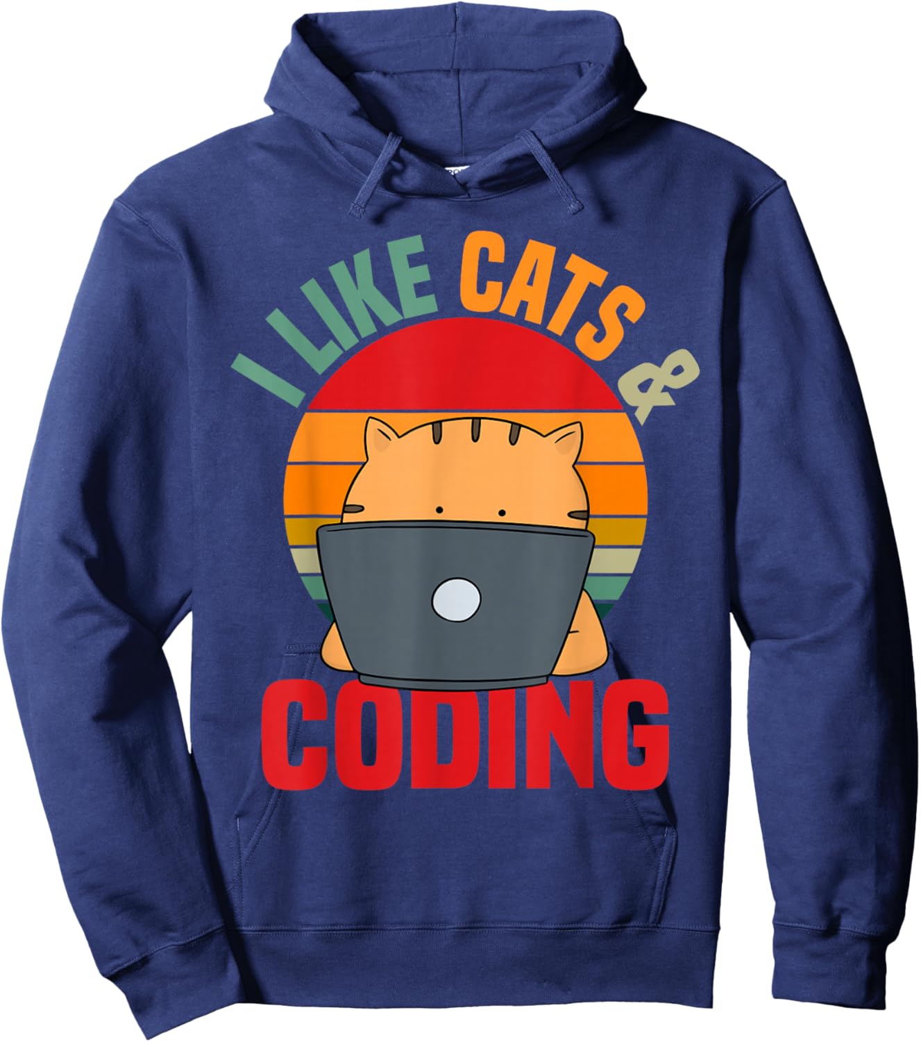 Coder Programmer Cat Lover Cat Dad I Like Cats & Coding Hoodie - Hoodie | Navy